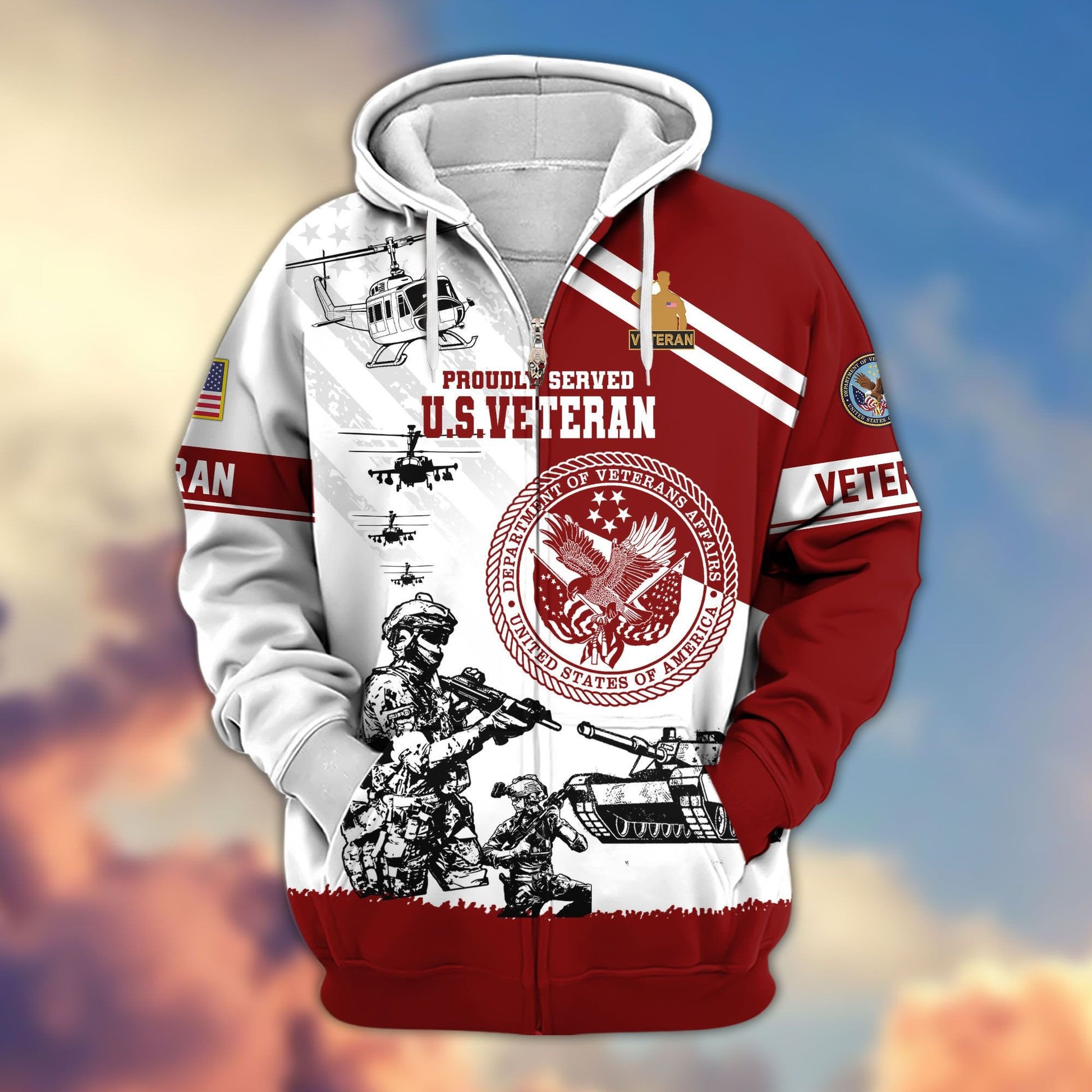 Premium US Veterans Zip Hoodie APHN230911, Gifts For US Veterans, Gifts For Veterans Day