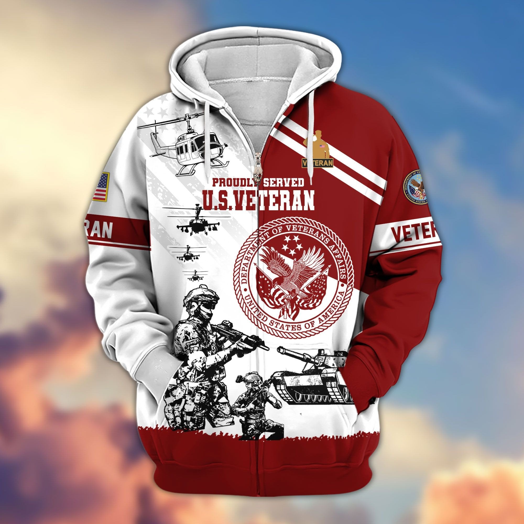 Premium US Veterans Zip Hoodie APHN230911, Gifts For US Veterans, Gifts For Veterans Day
