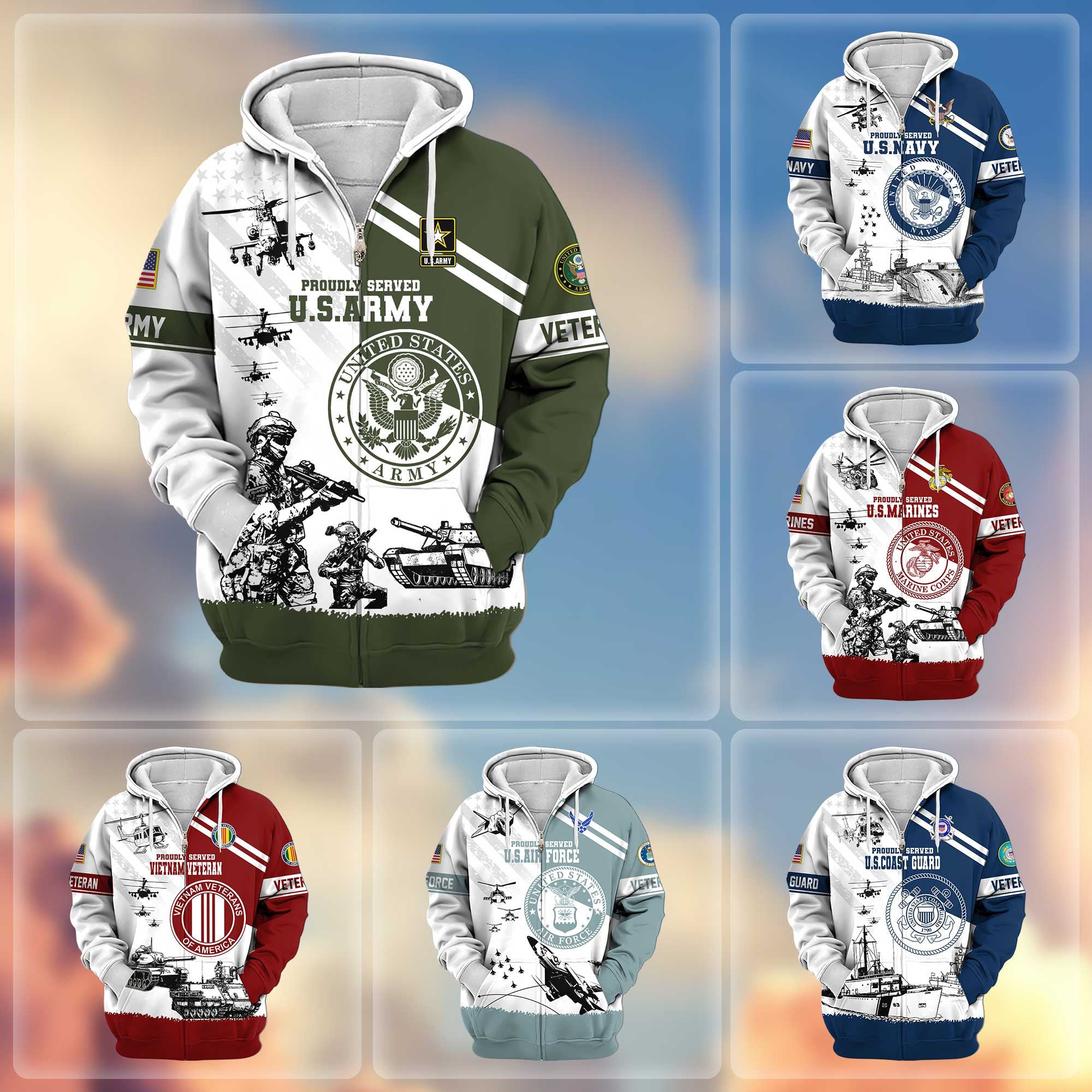 Premium US Veterans Zip Hoodie APHN230911, Gifts For US Veterans, Gifts For Veterans Day