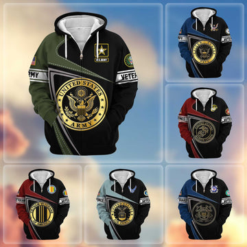 Premium US Veterans Zip Hoodie APHN210812, Gifts For Veterans Day, Gifts For Dad, Gifts For Husband