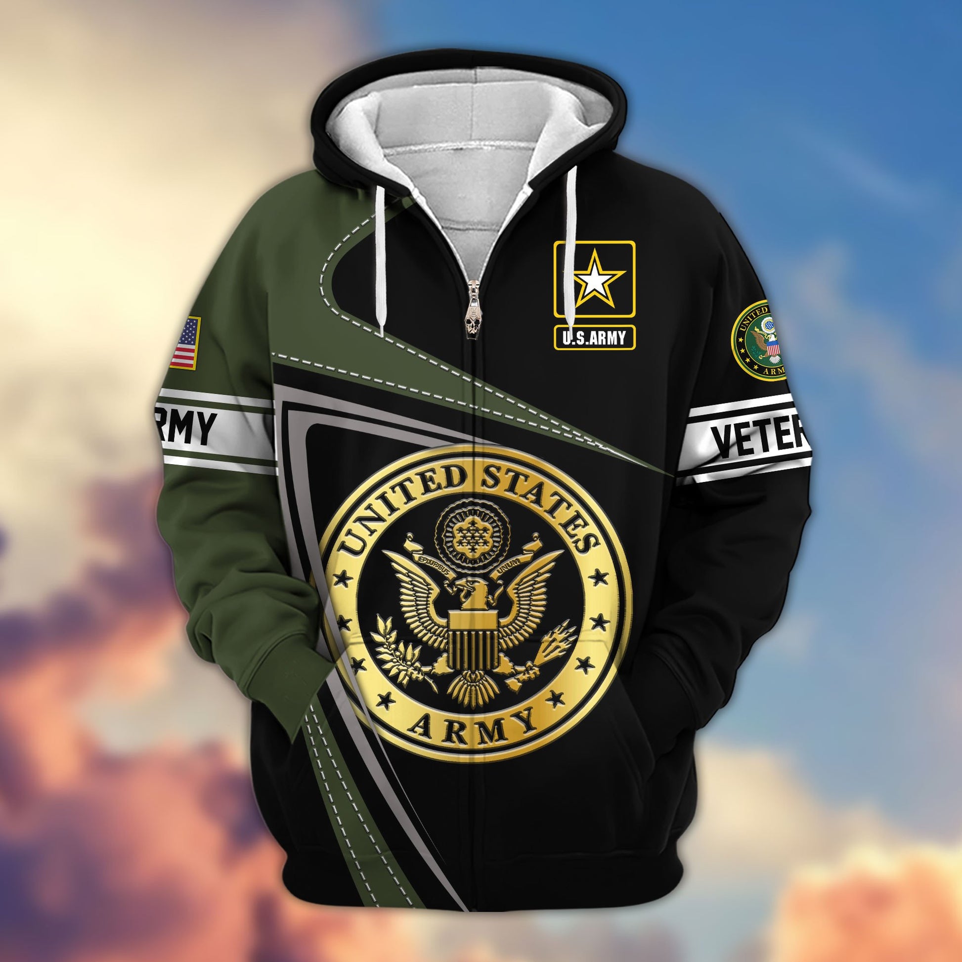 Premium US Veterans Zip Hoodie APHN210812, Gifts For Veterans Day, Gifts For Dad, Gifts For Husband