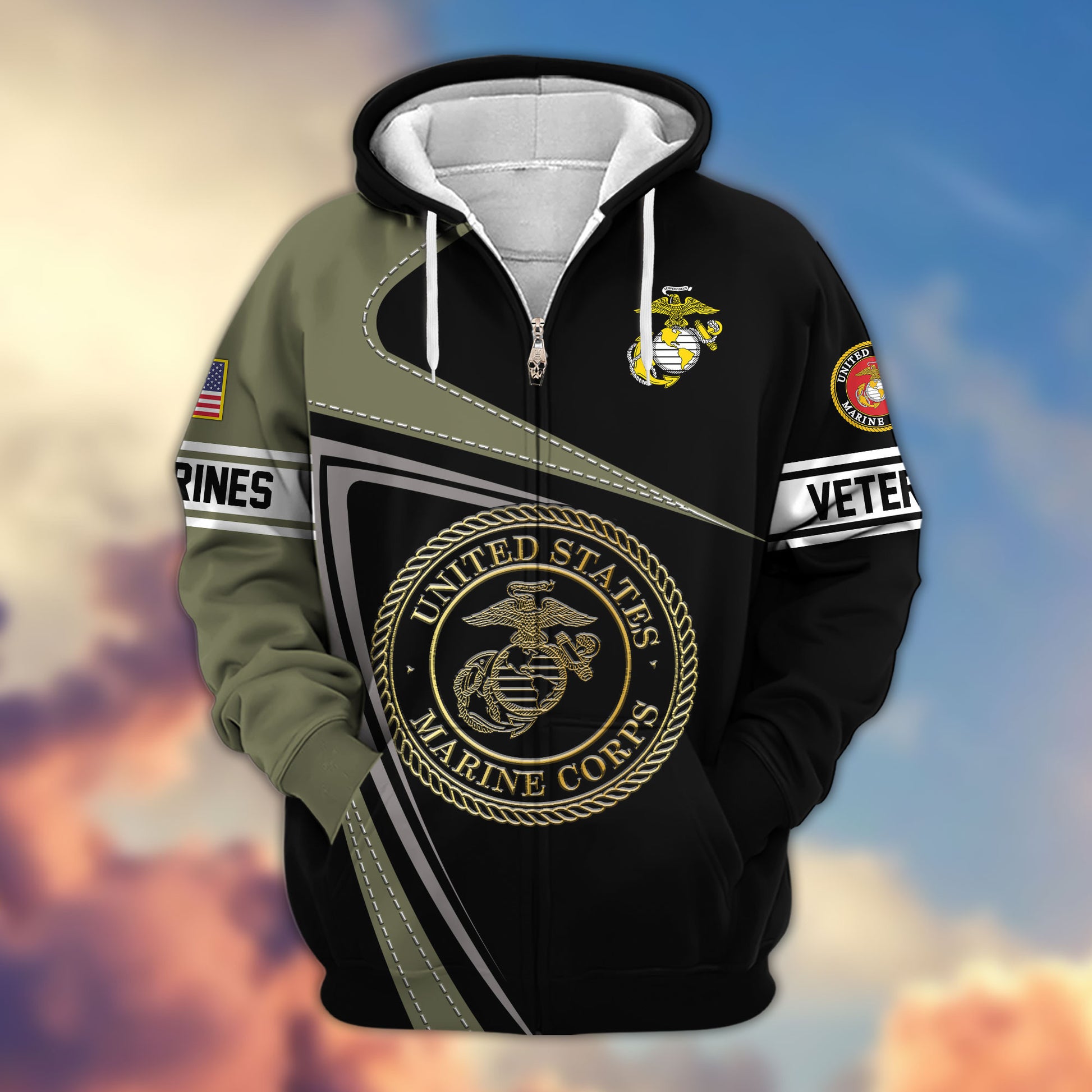 Premium US Veterans Zip Hoodie APHN210812, Gifts For Veterans Day, Gifts For Dad, Gifts For Husband
