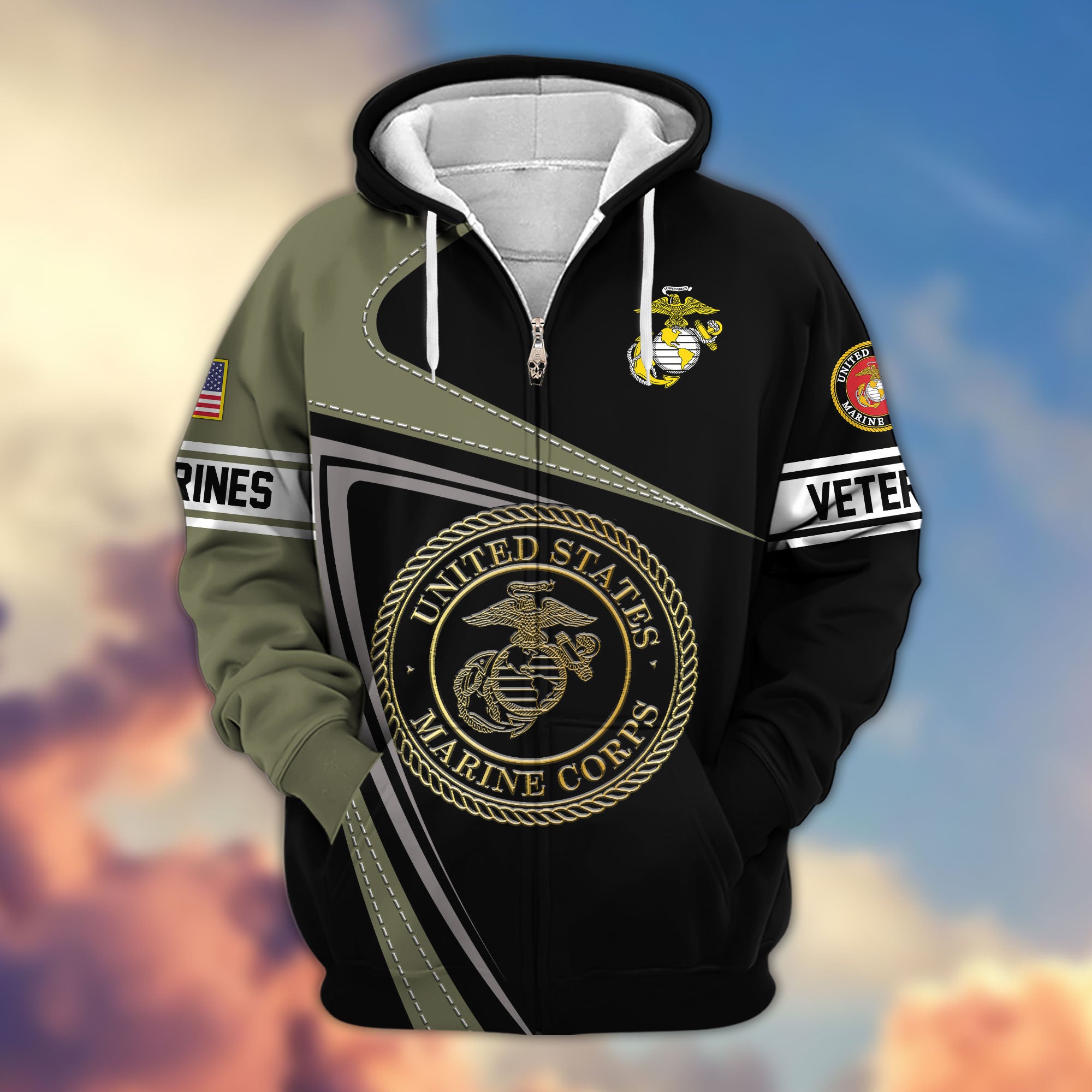 Premium US Veterans Zip Hoodie APHN210812, Gifts For Veterans Day, Gifts For Dad, Gifts For Husband