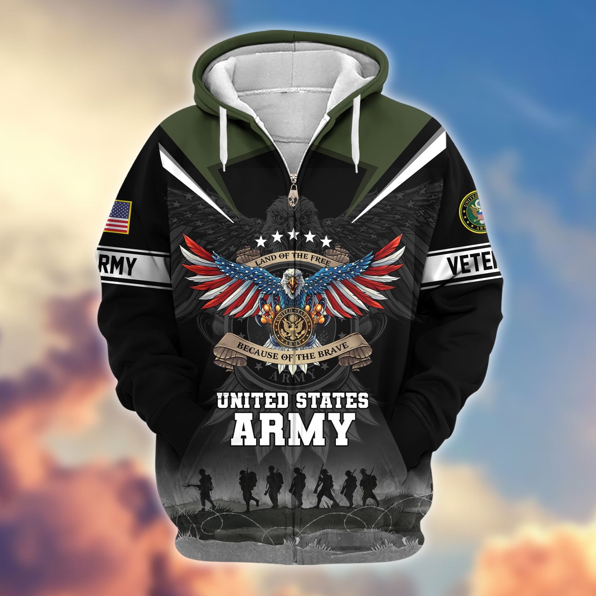 Premium Honoring All Who Served US Veterans Zip Hoodie APHN240912, Gifts For US Veterans, Gifts For Veterans Day