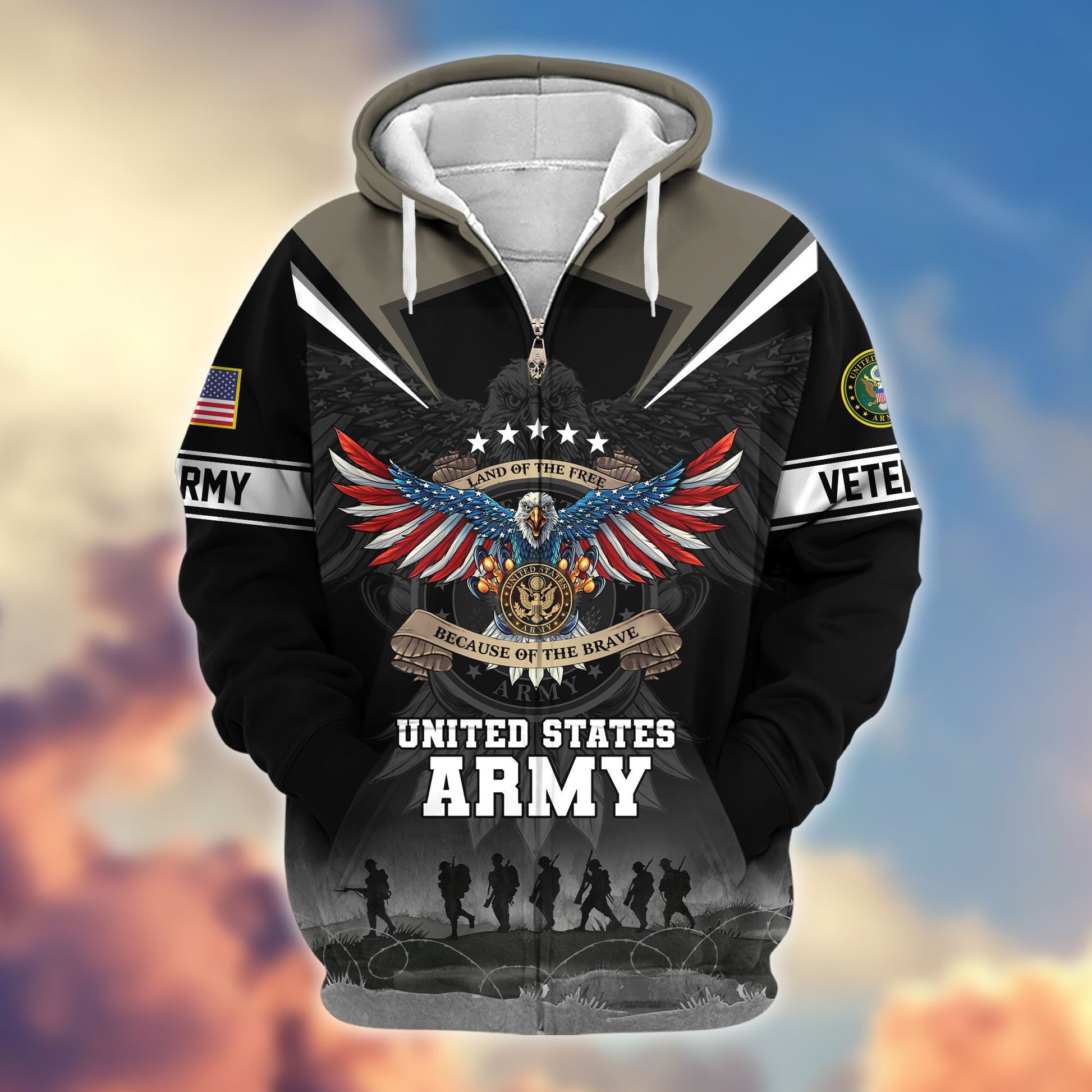 Premium Honoring All Who Served US Veterans Zip Hoodie APHN240912, Gifts For US Veterans, Gifts For Veterans Day