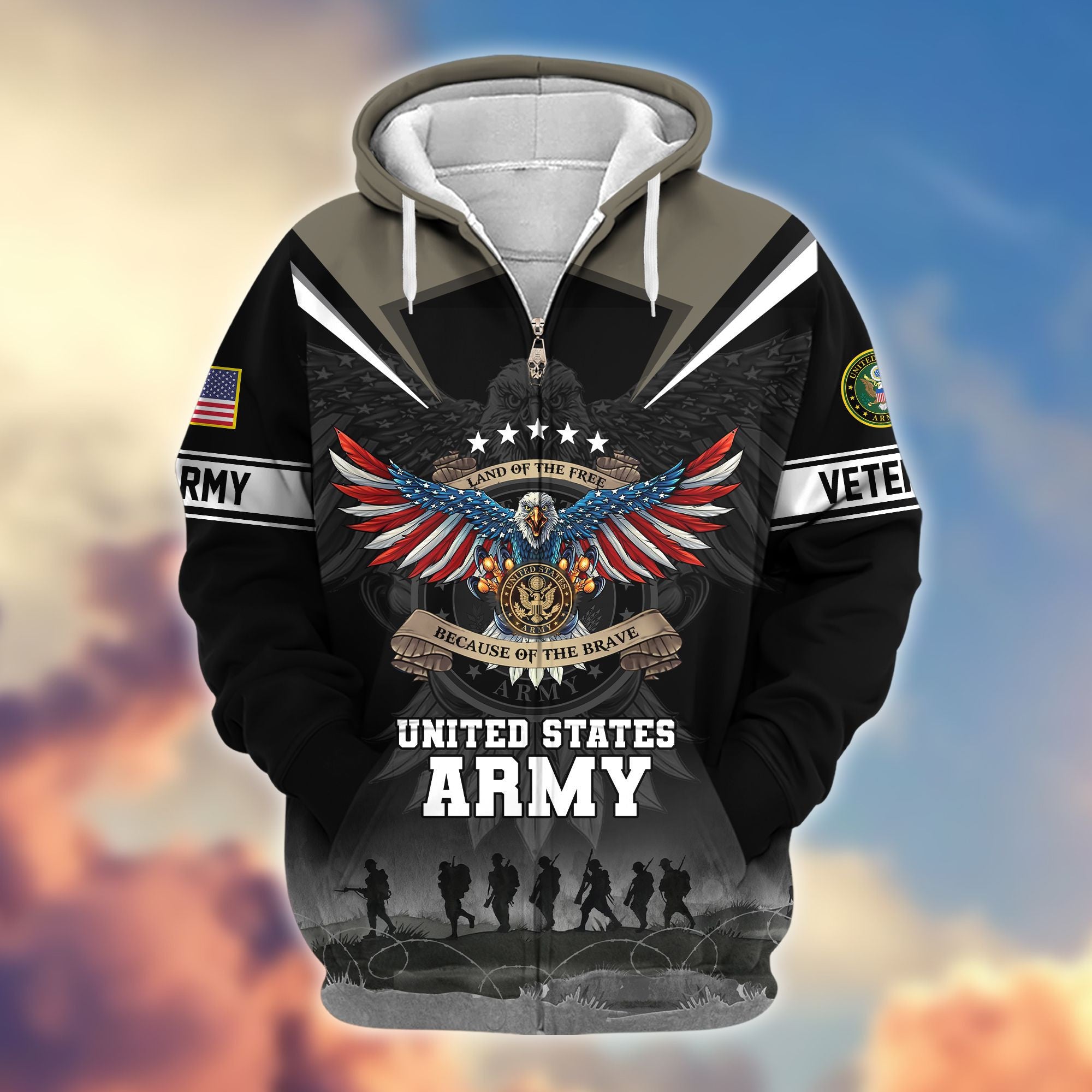 Premium Honoring All Who Served US Veterans Zip Hoodie APHN240912, Gifts For US Veterans, Gifts For Veterans Day