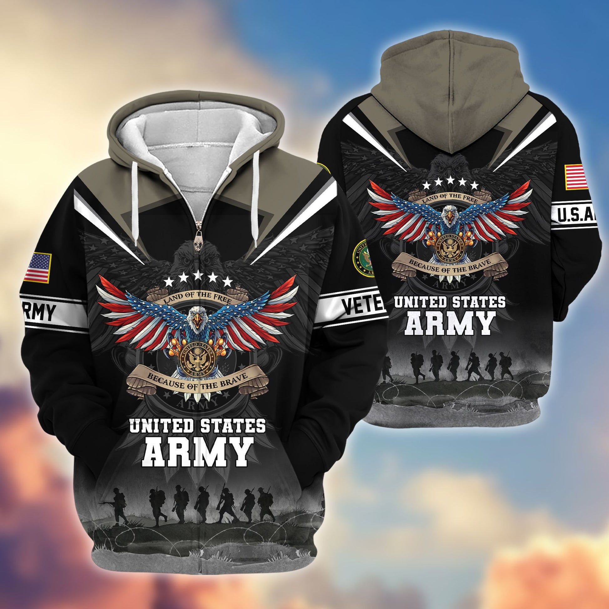 Premium Honoring All Who Served US Veterans Zip Hoodie APHN240912, Gifts For US Veterans, Gifts For Veterans Day