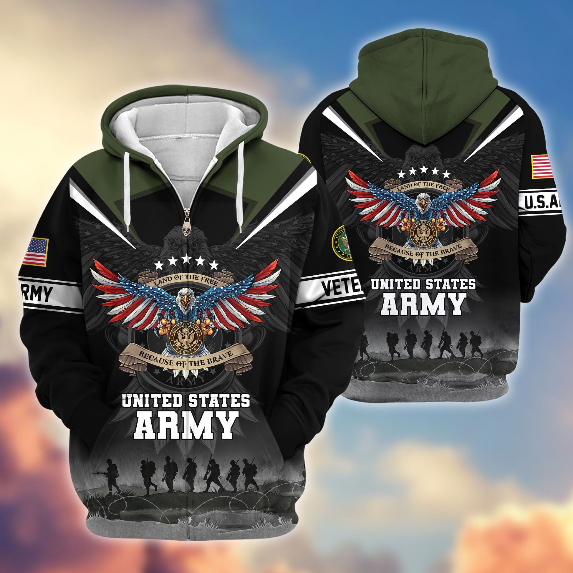 Premium Honoring All Who Served US Veterans Zip Hoodie APHN240912, Gifts For US Veterans, Gifts For Veterans Day