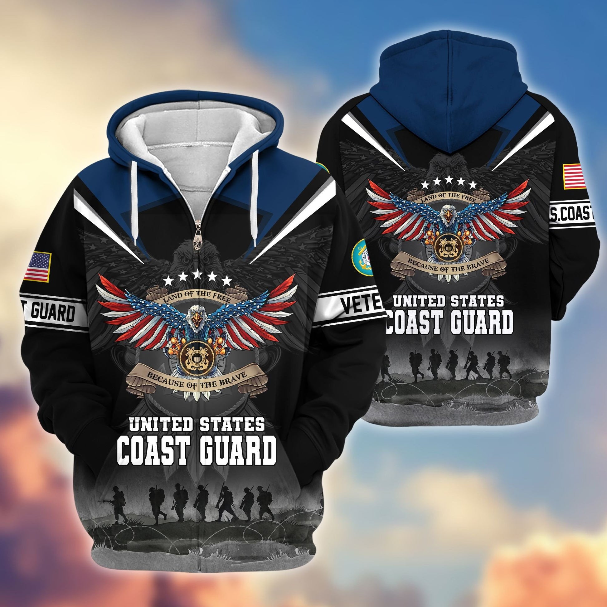 Premium Honoring All Who Served US Veterans Zip Hoodie APHN240912, Gifts For US Veterans, Gifts For Veterans Day