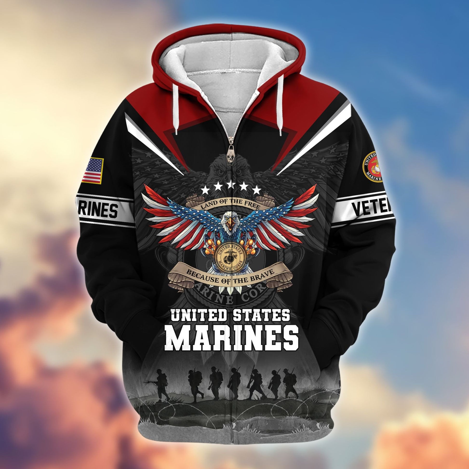 Premium Honoring All Who Served US Veterans Zip Hoodie APHN240912, Gifts For US Veterans, Gifts For Veterans Day