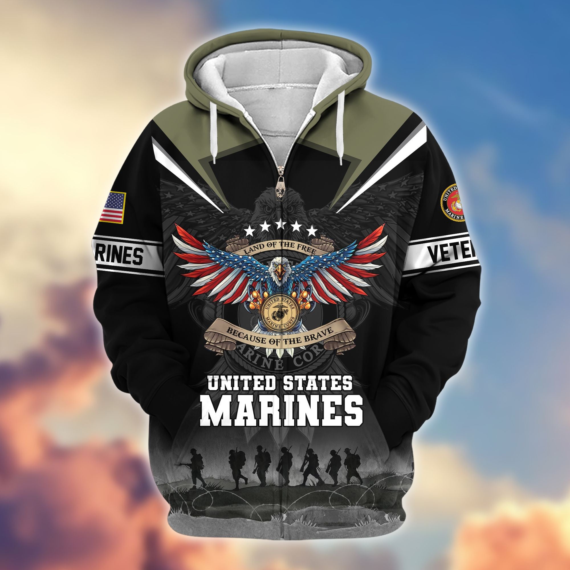 Premium Honoring All Who Served US Veterans Zip Hoodie APHN240912, Gifts For US Veterans, Gifts For Veterans Day