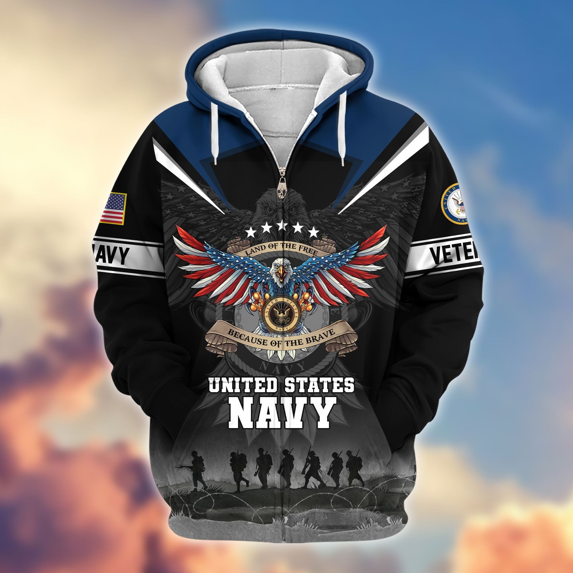 Premium Honoring All Who Served US Veterans Zip Hoodie APHN240912, Gifts For US Veterans, Gifts For Veterans Day