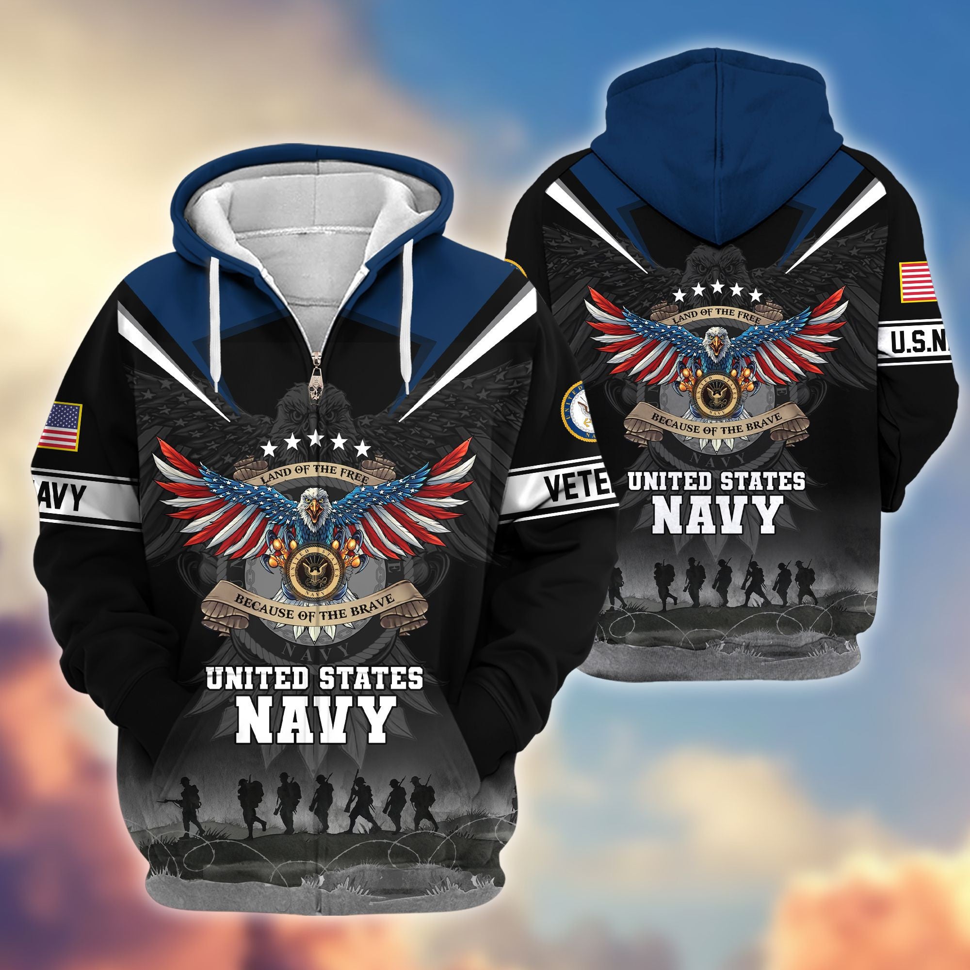 Premium Honoring All Who Served US Veterans Zip Hoodie APHN240912, Gifts For US Veterans, Gifts For Veterans Day