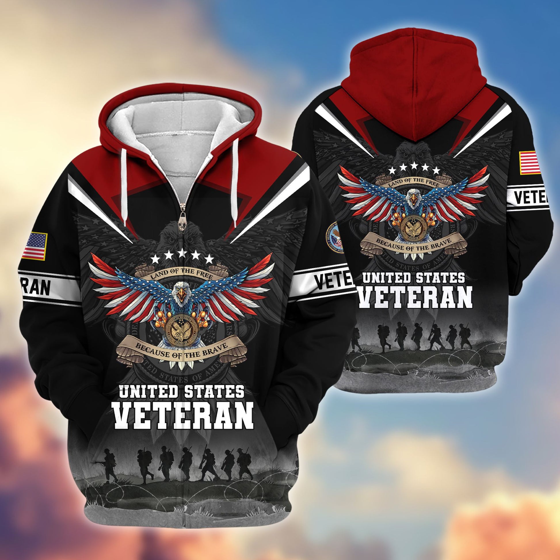 Premium Honoring All Who Served US Veterans Zip Hoodie APHN240912, Gifts For US Veterans, Gifts For Veterans Day