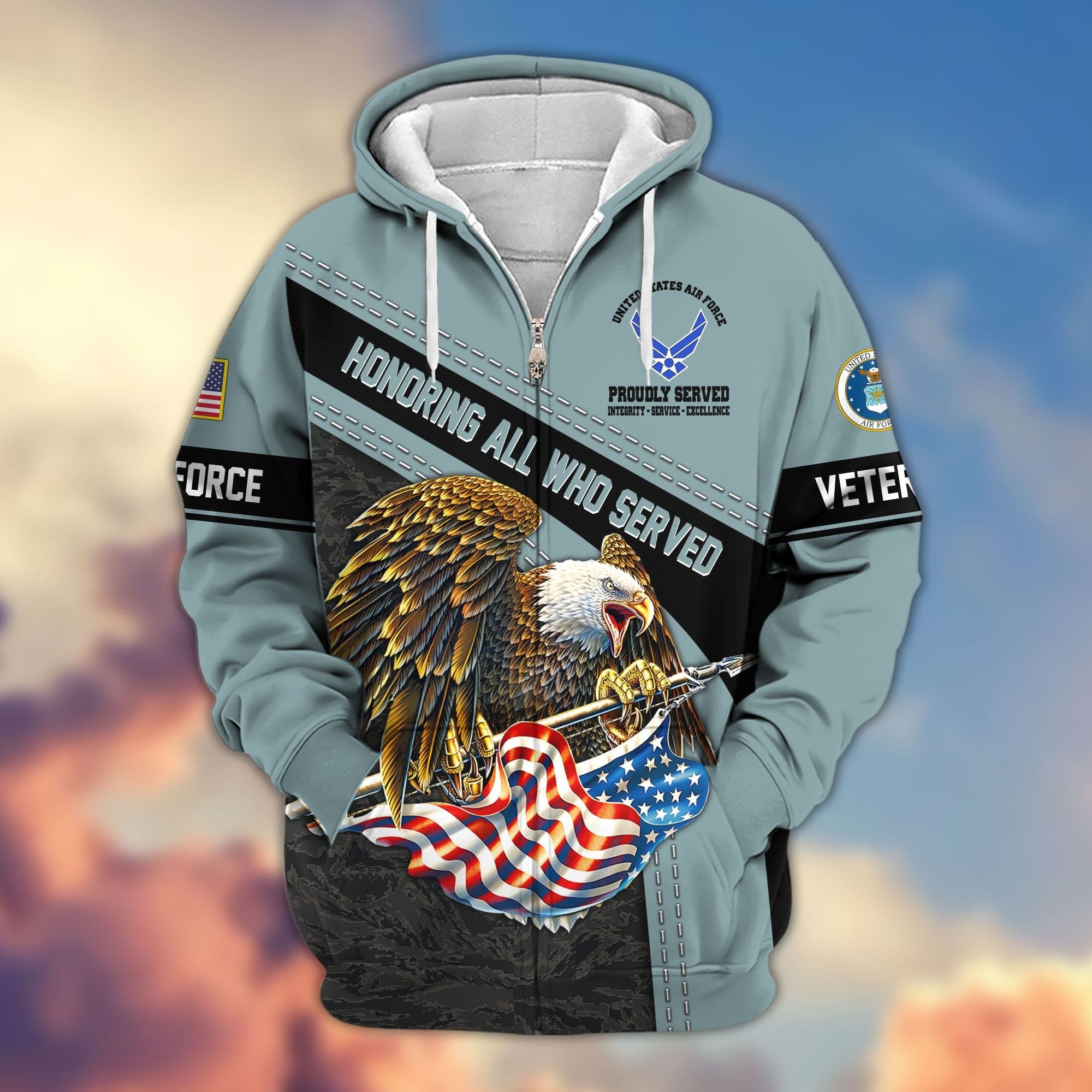 Premium Honoring All Who Served US Veterans Zip Hoodie APHN180911, Gifts For US Veterans, Gifts For Veterans Day