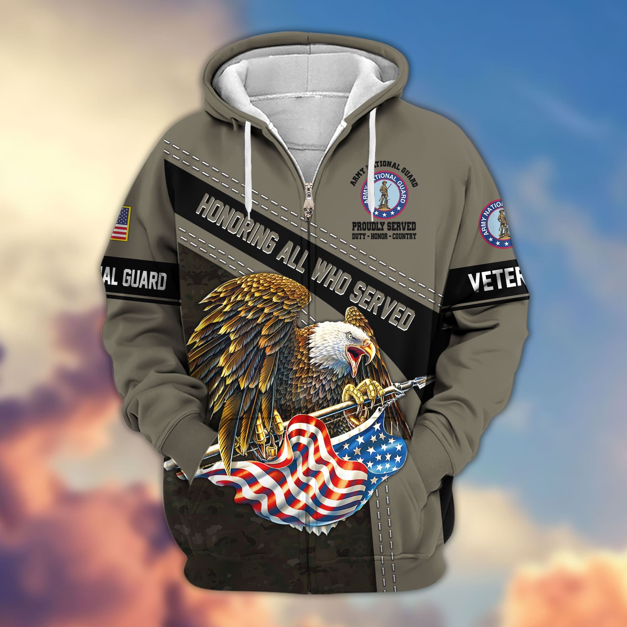 Premium Honoring All Who Served US Veterans Zip Hoodie APHN180911, Gifts For US Veterans, Gifts For Veterans Day