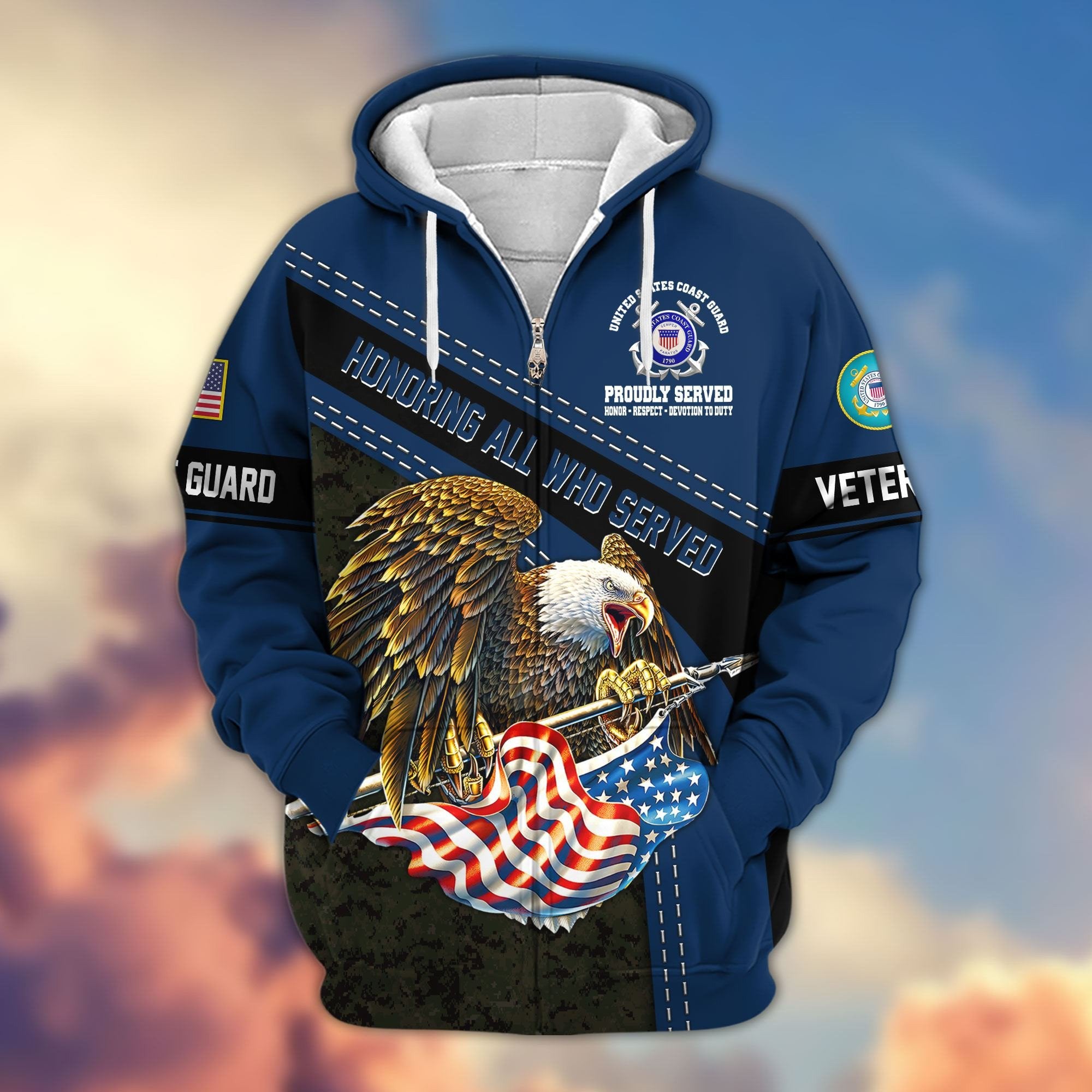 Premium Honoring All Who Served US Veterans Zip Hoodie APHN180911, Gifts For US Veterans, Gifts For Veterans Day