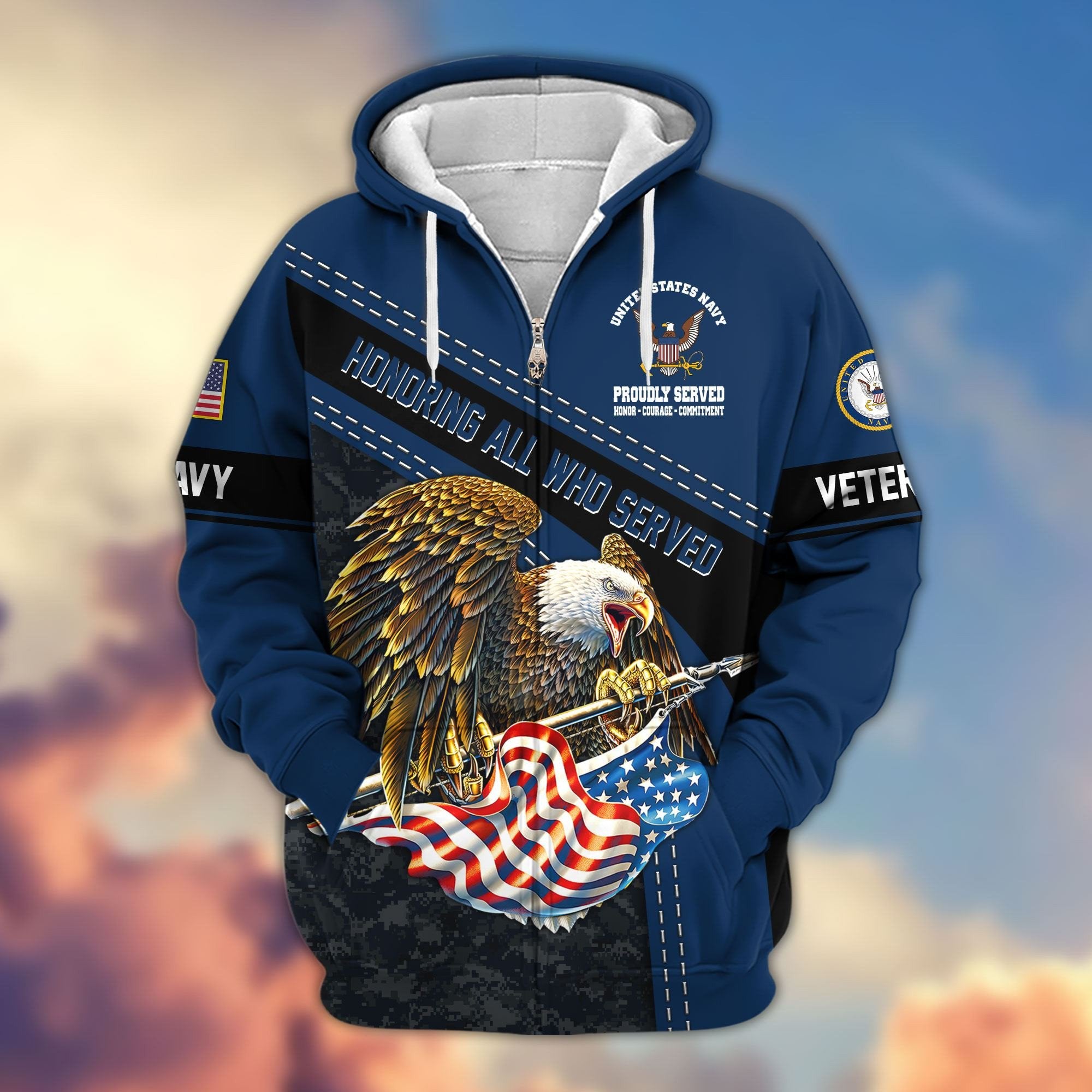 Premium Honoring All Who Served US Veterans Zip Hoodie APHN180911, Gifts For US Veterans, Gifts For Veterans Day