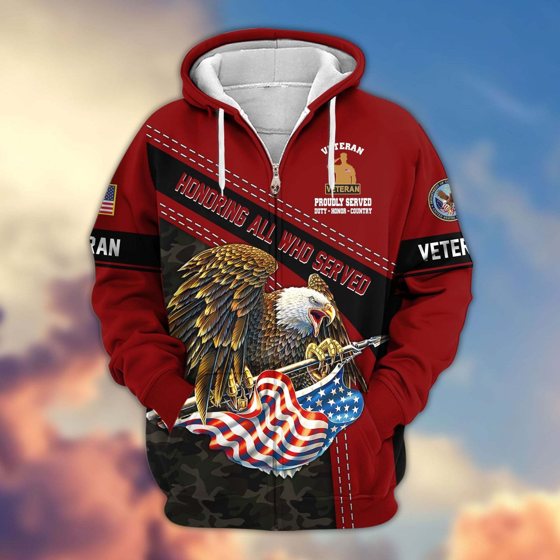Premium Honoring All Who Served US Veterans Zip Hoodie APHN180911, Gifts For US Veterans, Gifts For Veterans Day