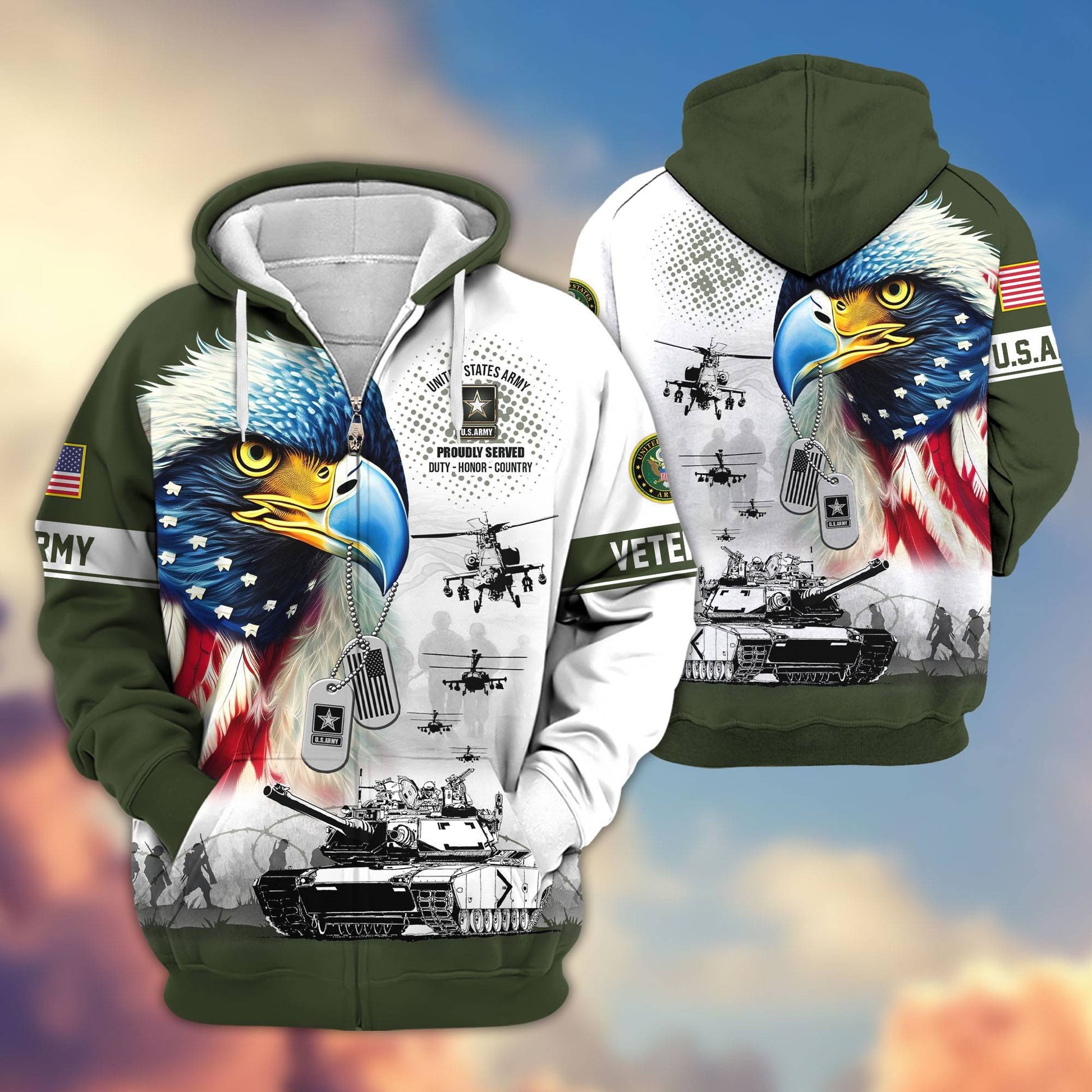 Premium US Veterans Zip Hoodie APHN260913, Gifts For US Veterans, Gifts For Veterans Day