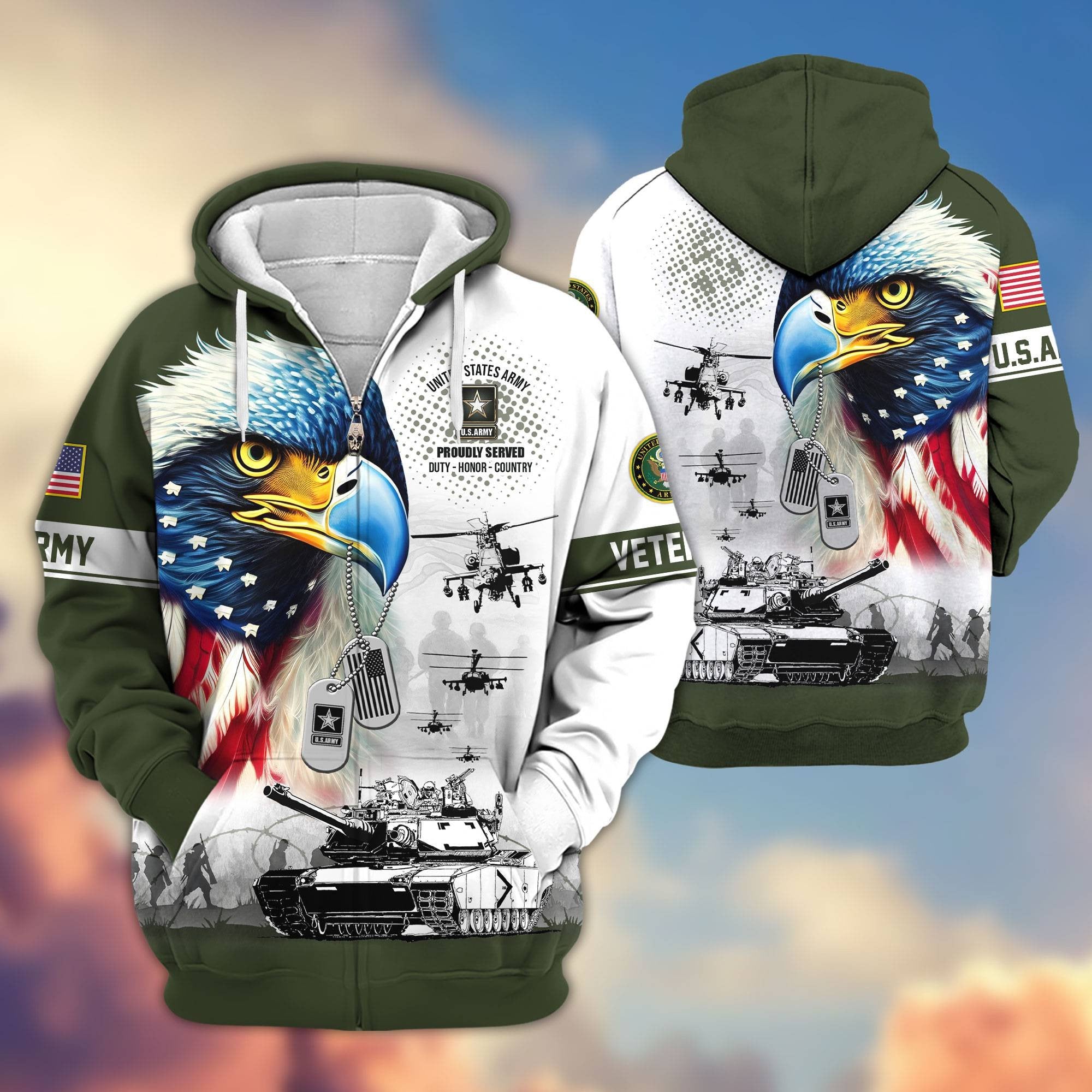 Premium US Veterans Zip Hoodie APHN260913, Gifts For US Veterans, Gifts For Veterans Day