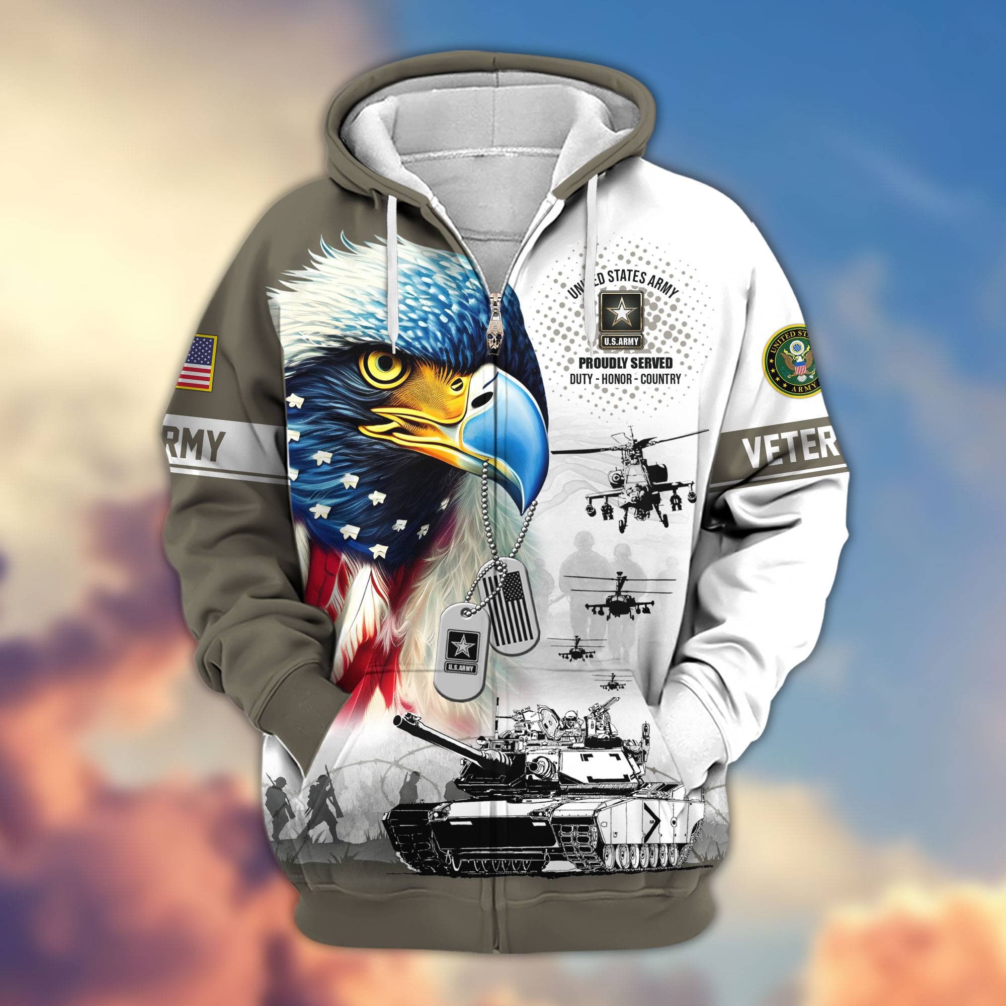 Premium US Veterans Zip Hoodie APHN260913, Gifts For US Veterans, Gifts For Veterans Day