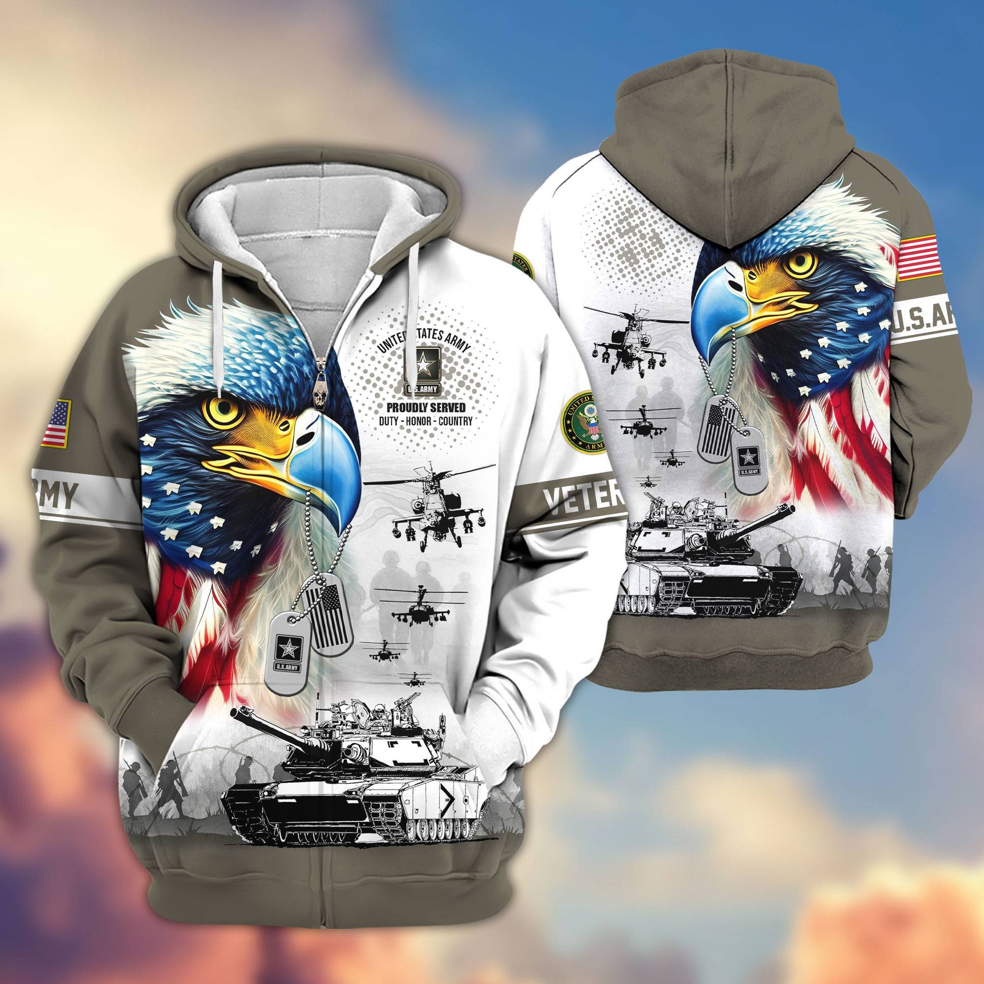 Premium US Veterans Zip Hoodie APHN260913, Gifts For US Veterans, Gifts For Veterans Day