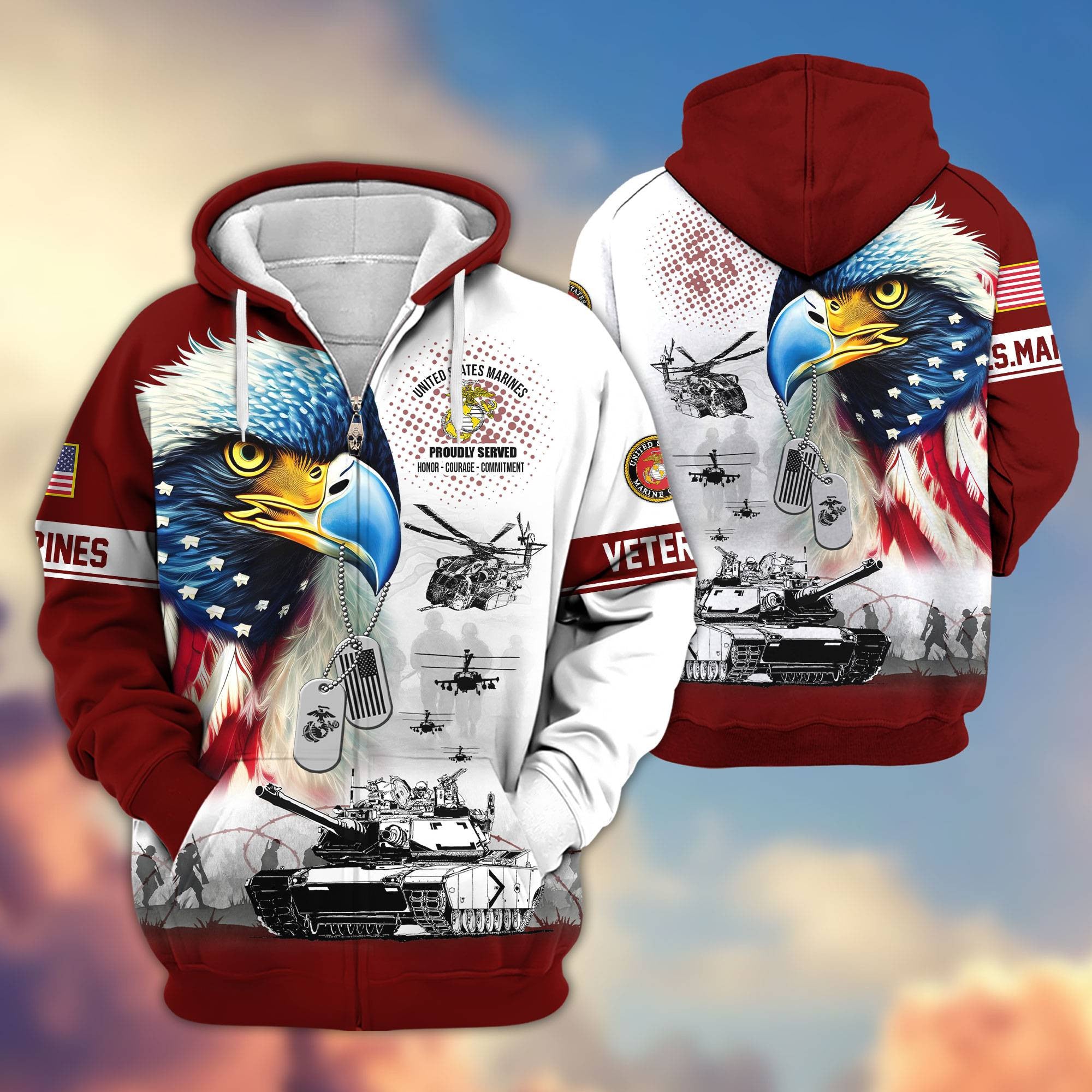 Premium US Veterans Zip Hoodie APHN260913, Gifts For US Veterans, Gifts For Veterans Day