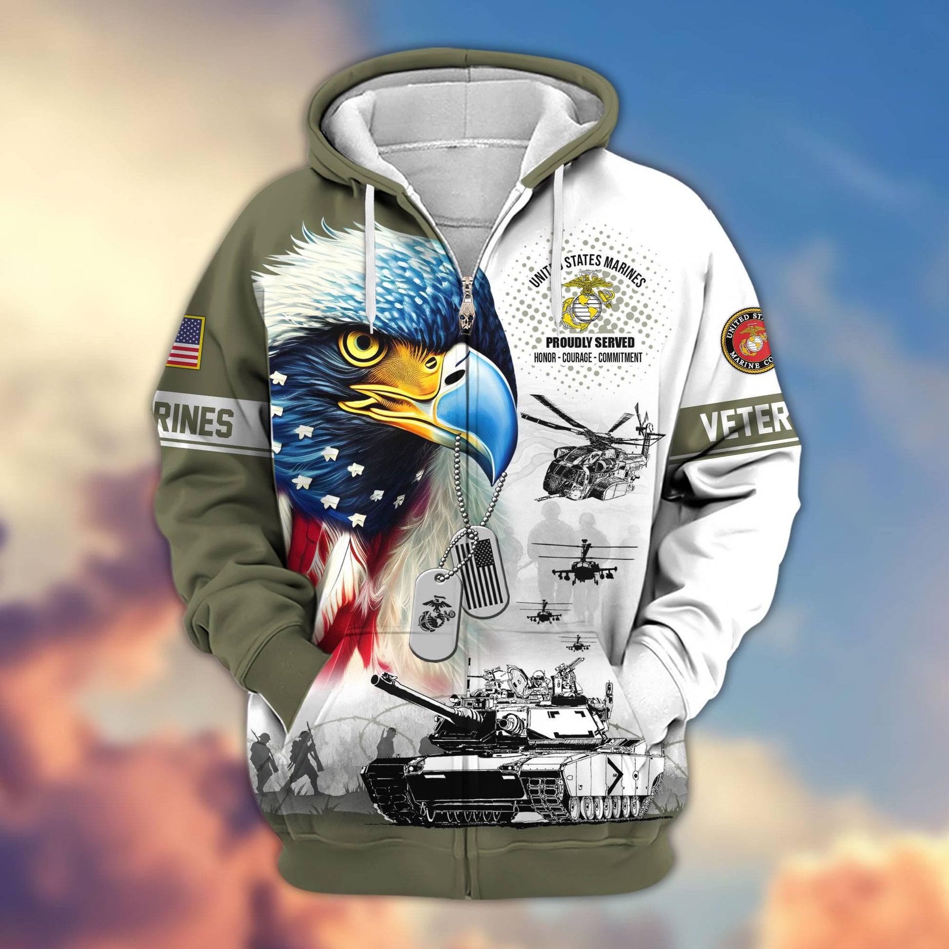 Premium US Veterans Zip Hoodie APHN260913, Gifts For US Veterans, Gifts For Veterans Day