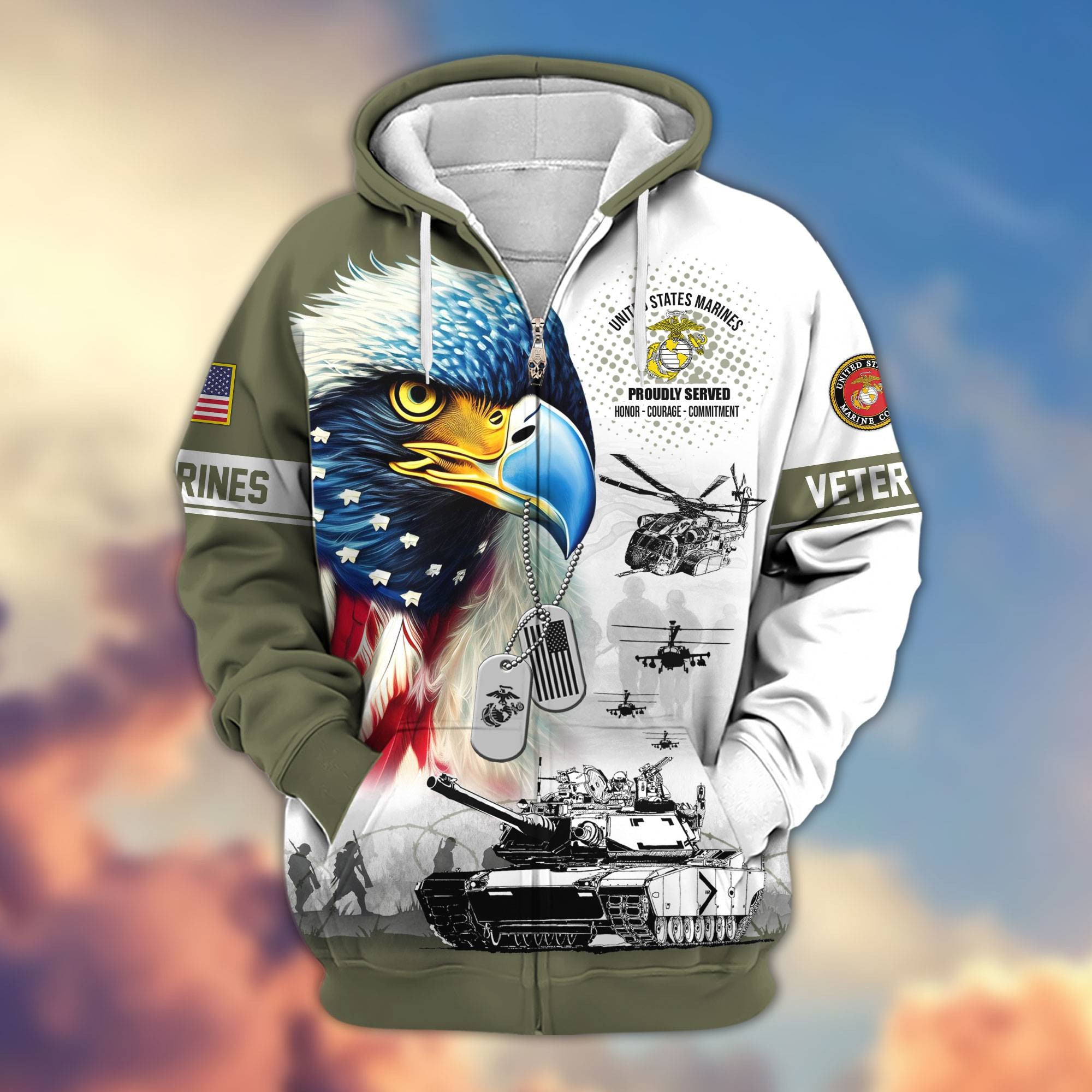 Premium US Veterans Zip Hoodie APHN260913, Gifts For US Veterans, Gifts For Veterans Day