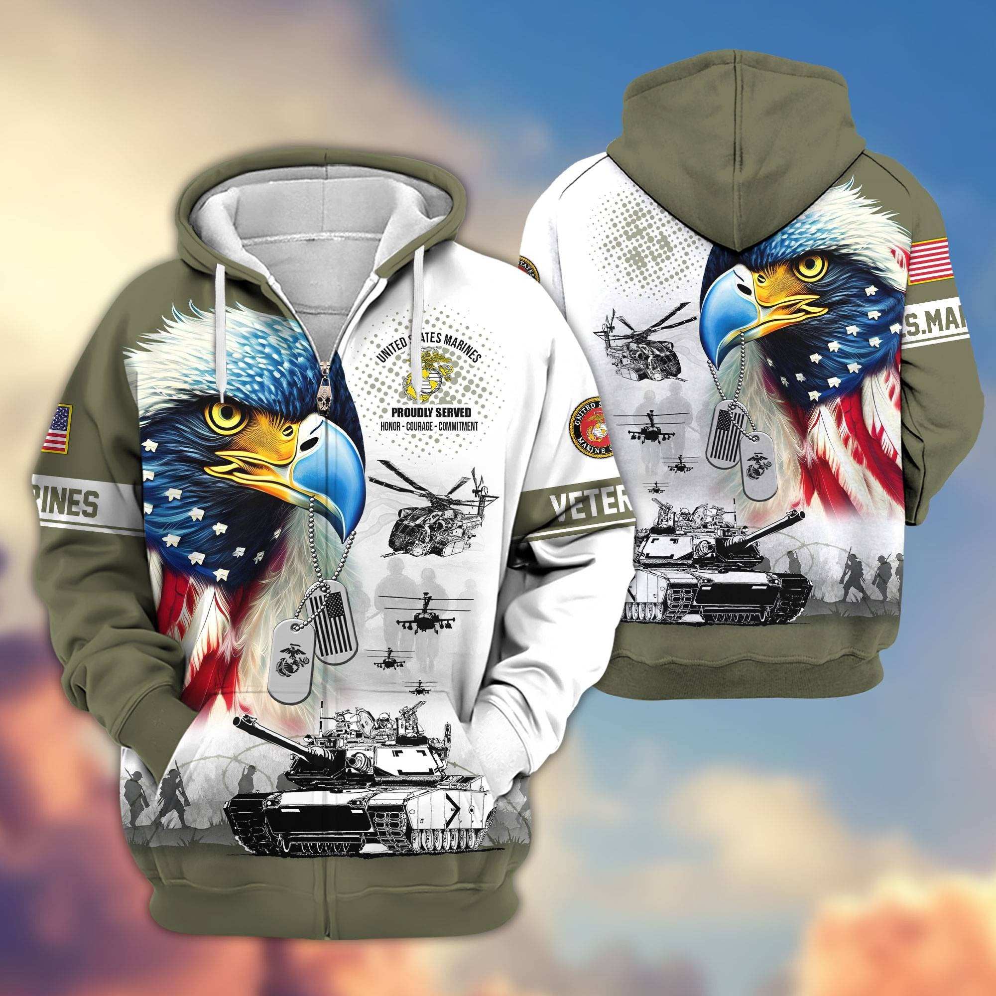Premium US Veterans Zip Hoodie APHN260913, Gifts For US Veterans, Gifts For Veterans Day