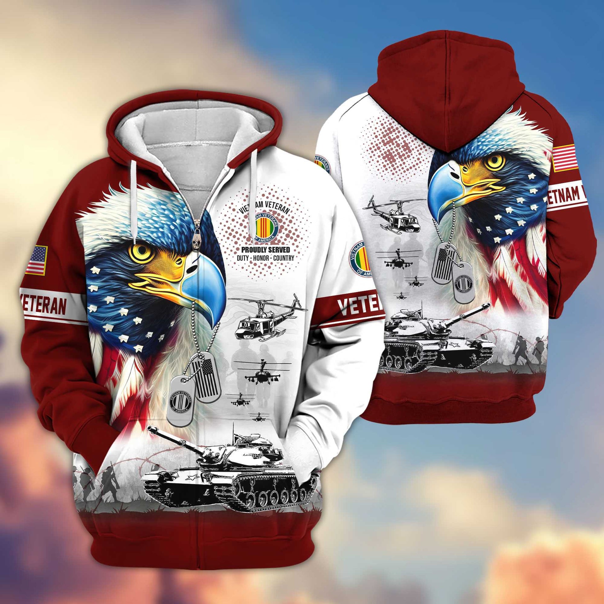 Premium US Veterans Zip Hoodie APHN260913, Gifts For US Veterans, Gifts For Veterans Day