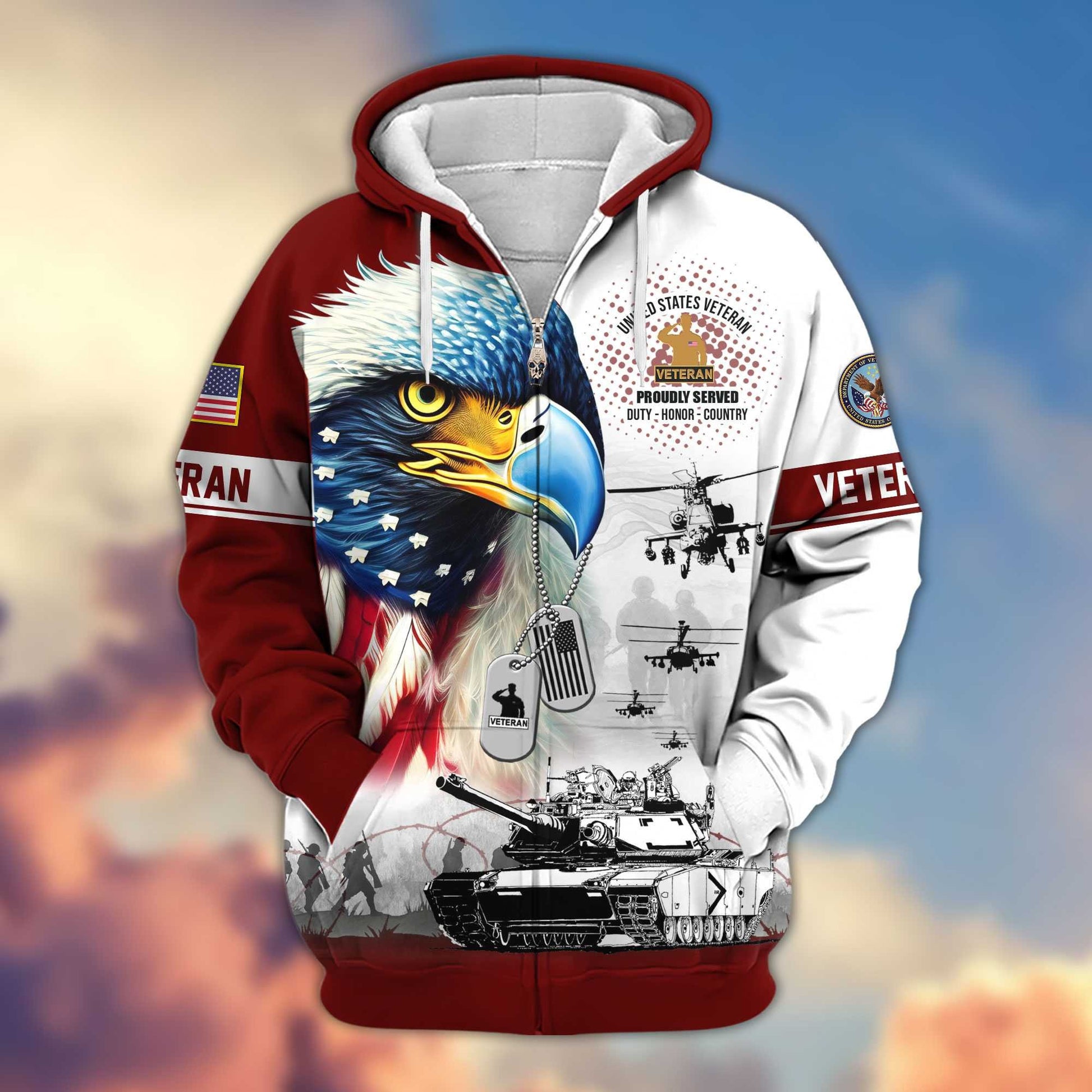 Premium US Veterans Zip Hoodie APHN260913, Gifts For US Veterans, Gifts For Veterans Day