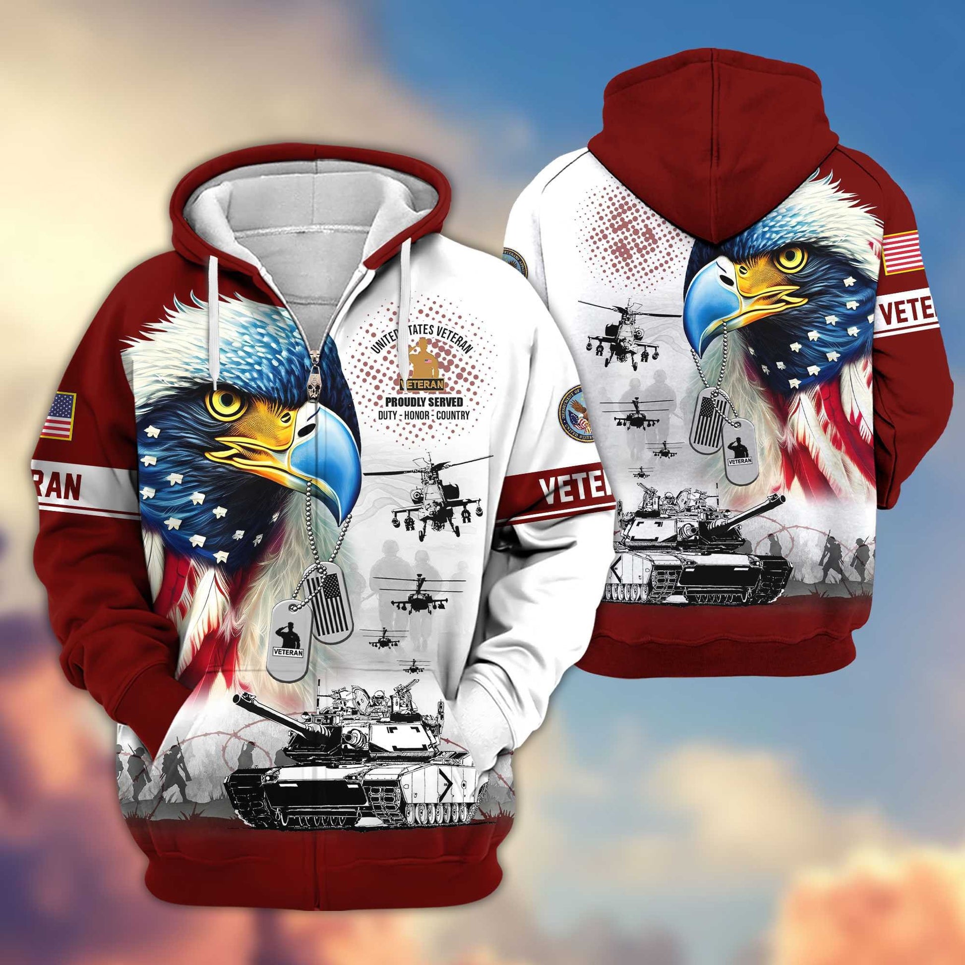 Premium US Veterans Zip Hoodie APHN260913, Gifts For US Veterans, Gifts For Veterans Day