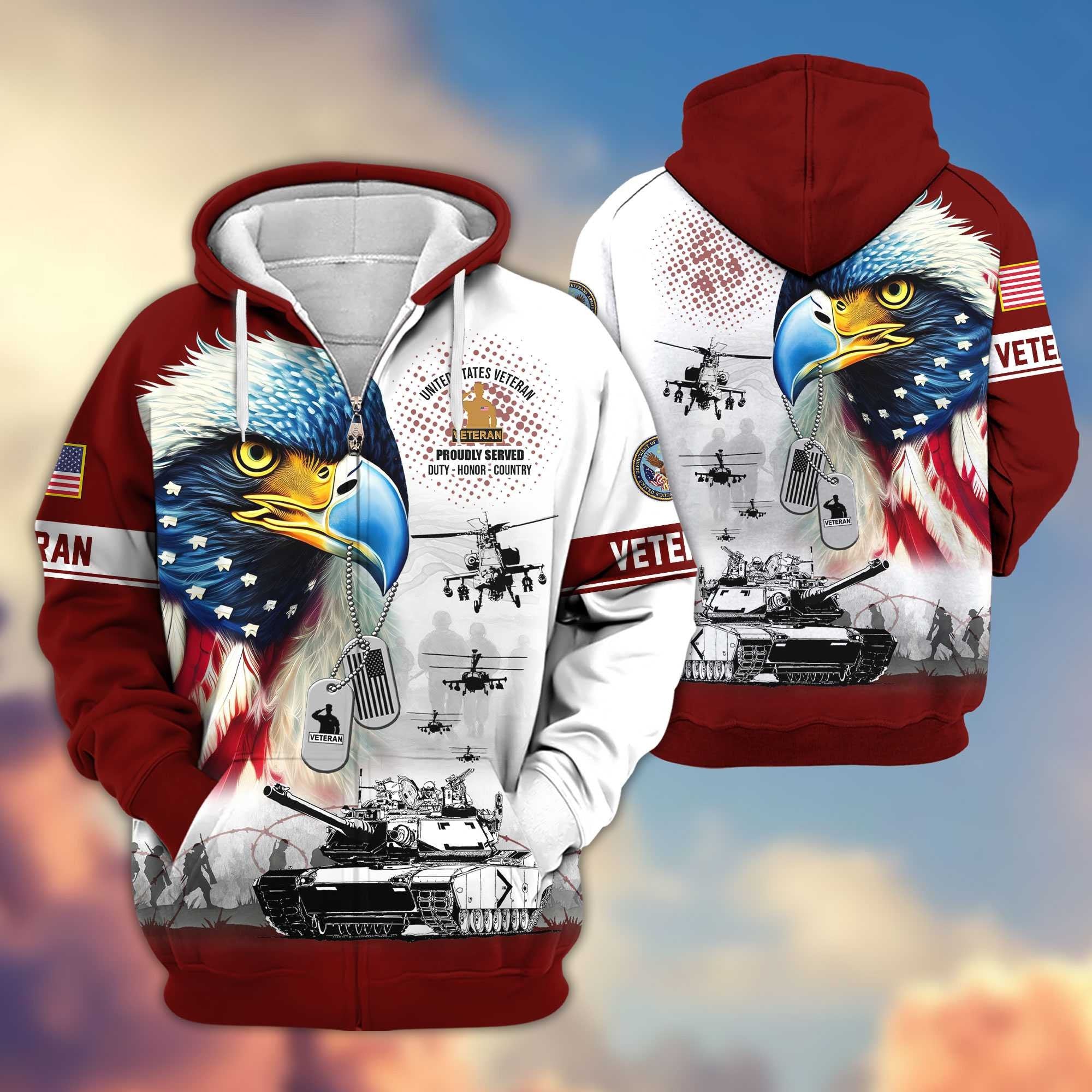Premium US Veterans Zip Hoodie APHN260913, Gifts For US Veterans, Gifts For Veterans Day