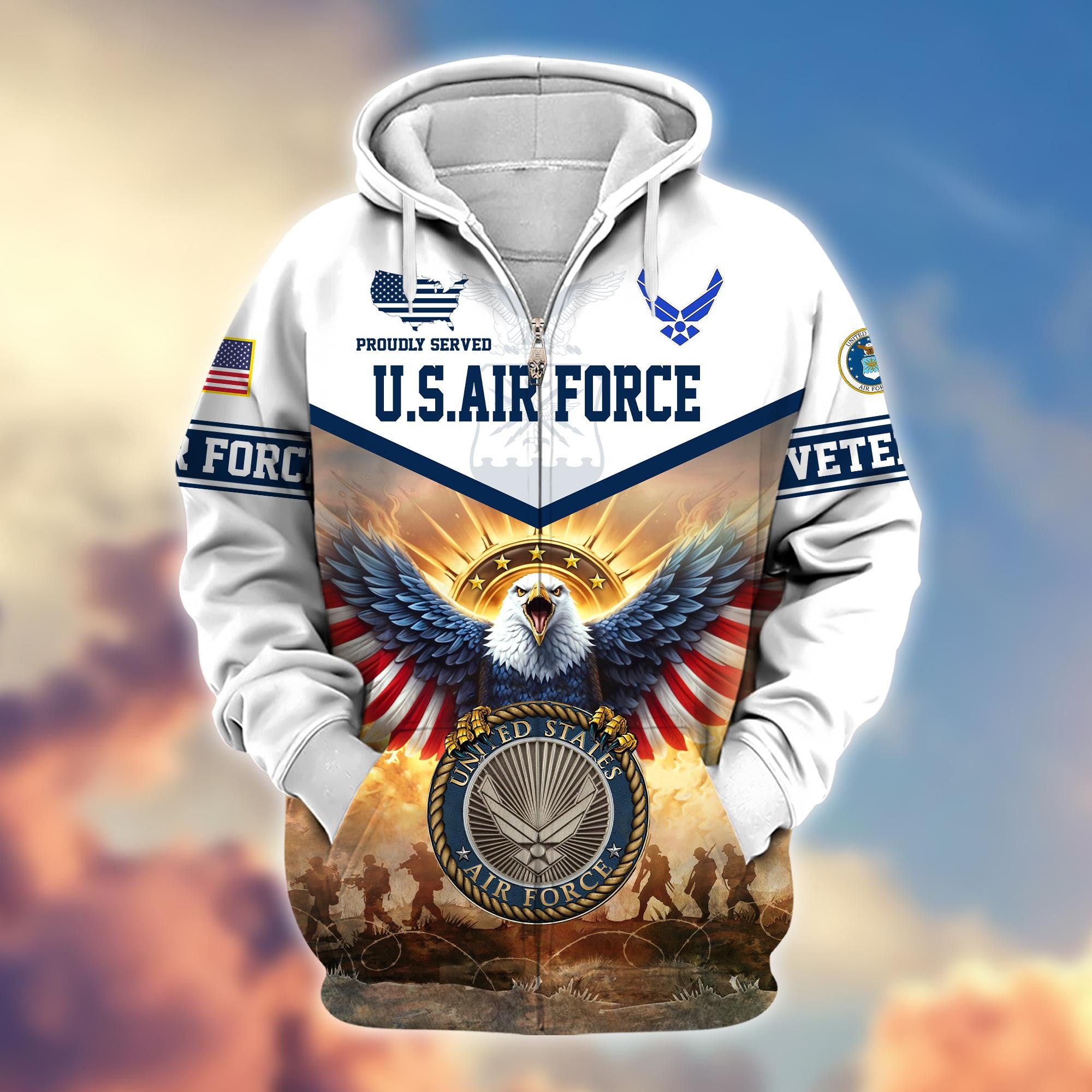 Premium Honoring All Who Served US Veterans Zip Hoodie BPVC300901, Gifts For US Veterans, Gifts For Veterans Day