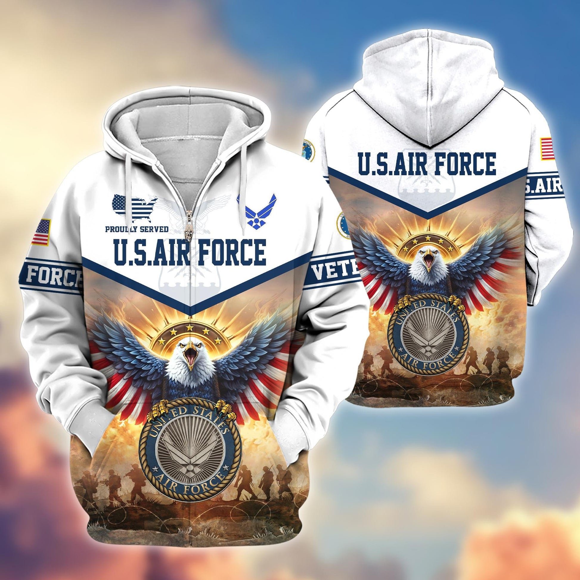 Premium Honoring All Who Served US Veterans Zip Hoodie BPVC300901, Gifts For US Veterans, Gifts For Veterans Day