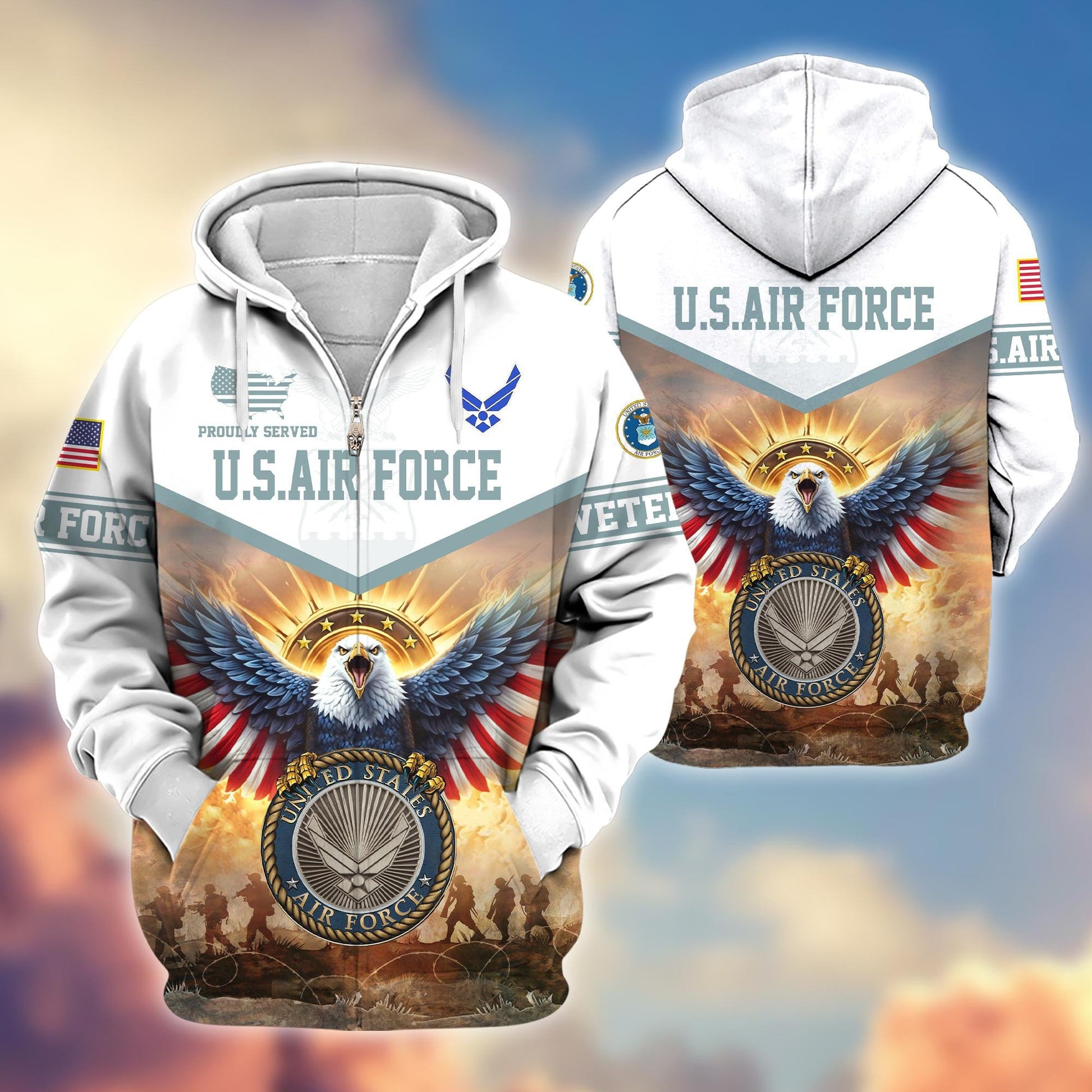 Premium Honoring All Who Served US Veterans Zip Hoodie BPVC300901, Gifts For US Veterans, Gifts For Veterans Day