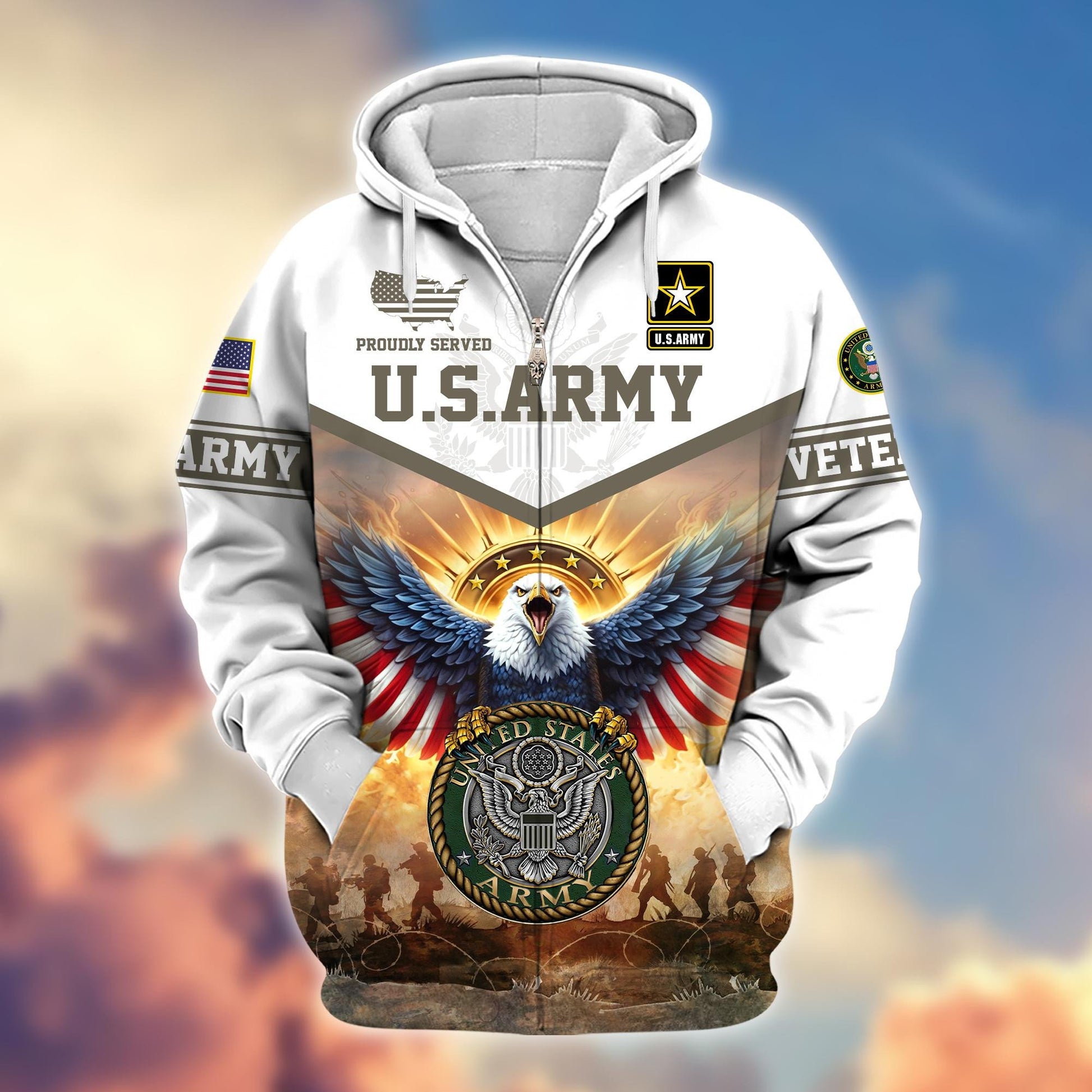Premium Honoring All Who Served US Veterans Zip Hoodie BPVC300901, Gifts For US Veterans, Gifts For Veterans Day