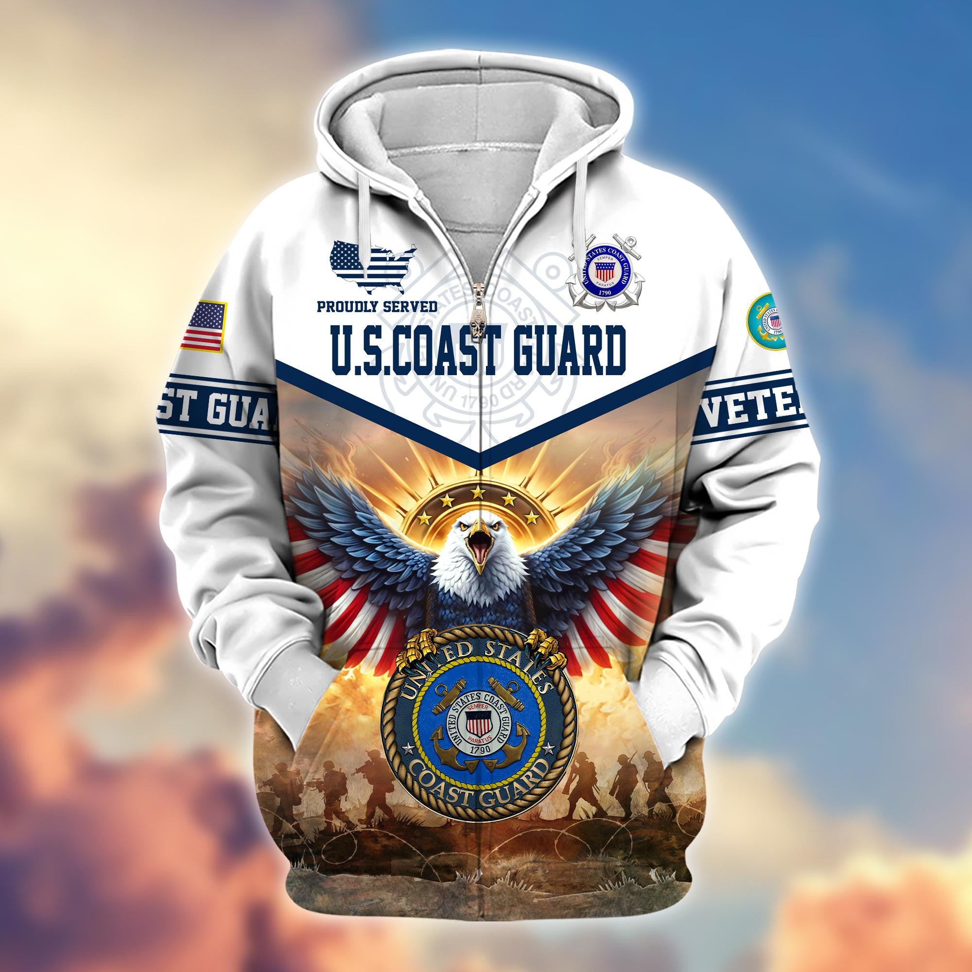 Premium Honoring All Who Served US Veterans Zip Hoodie BPVC300901, Gifts For US Veterans, Gifts For Veterans Day