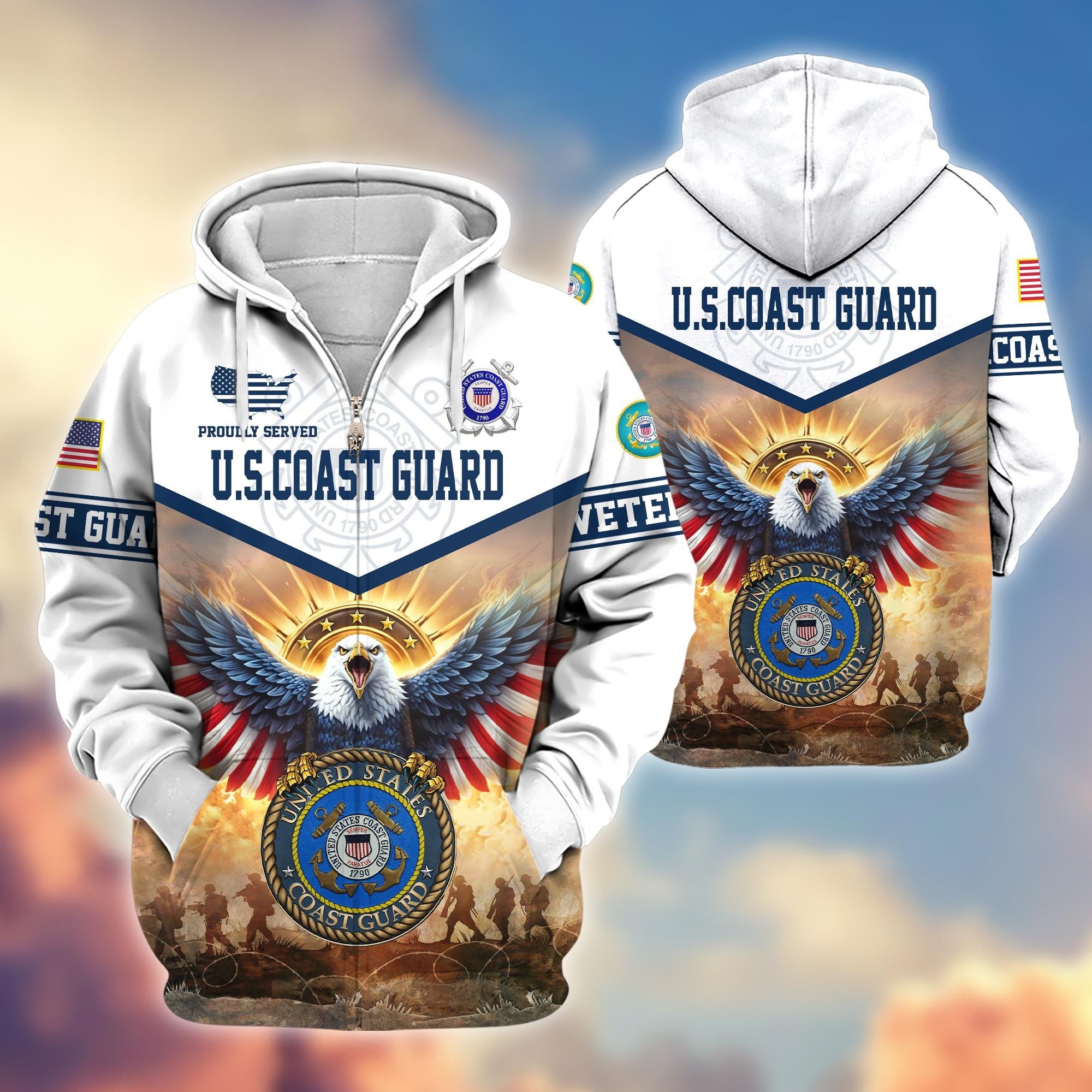 Premium Honoring All Who Served US Veterans Zip Hoodie BPVC300901, Gifts For US Veterans, Gifts For Veterans Day