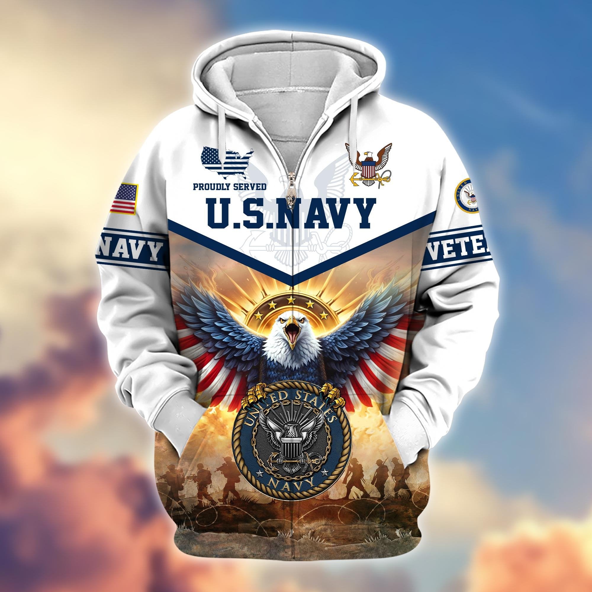 Premium Honoring All Who Served US Veterans Zip Hoodie BPVC300901, Gifts For US Veterans, Gifts For Veterans Day
