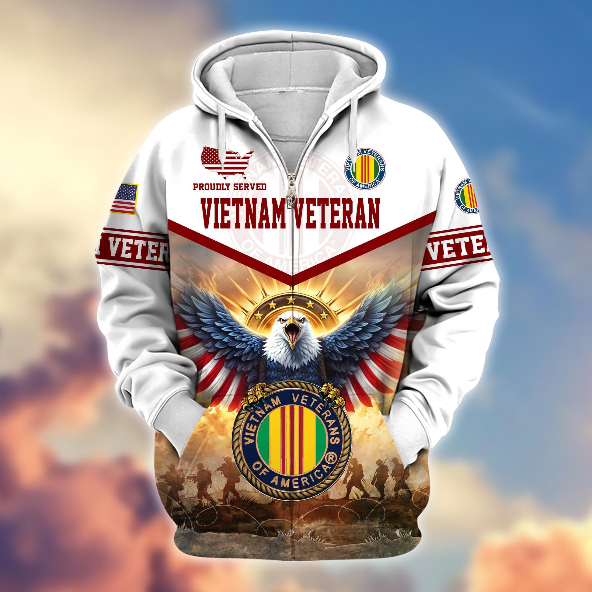Premium Honoring All Who Served US Veterans Zip Hoodie BPVC300901, Gifts For US Veterans, Gifts For Veterans Day