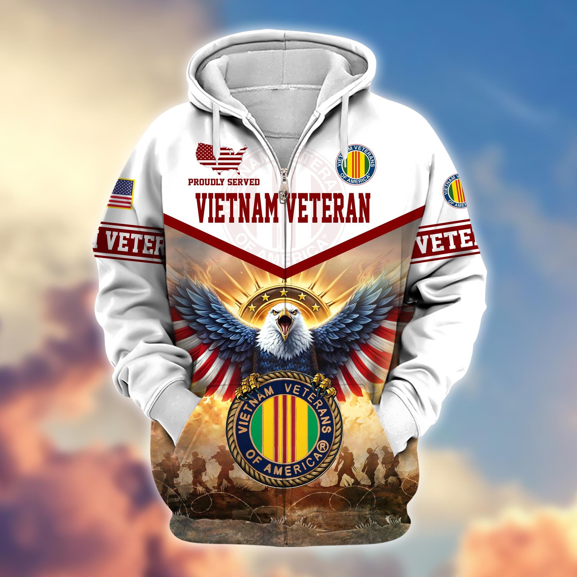 Premium Honoring All Who Served US Veterans Zip Hoodie BPVC300901, Gifts For US Veterans, Gifts For Veterans Day
