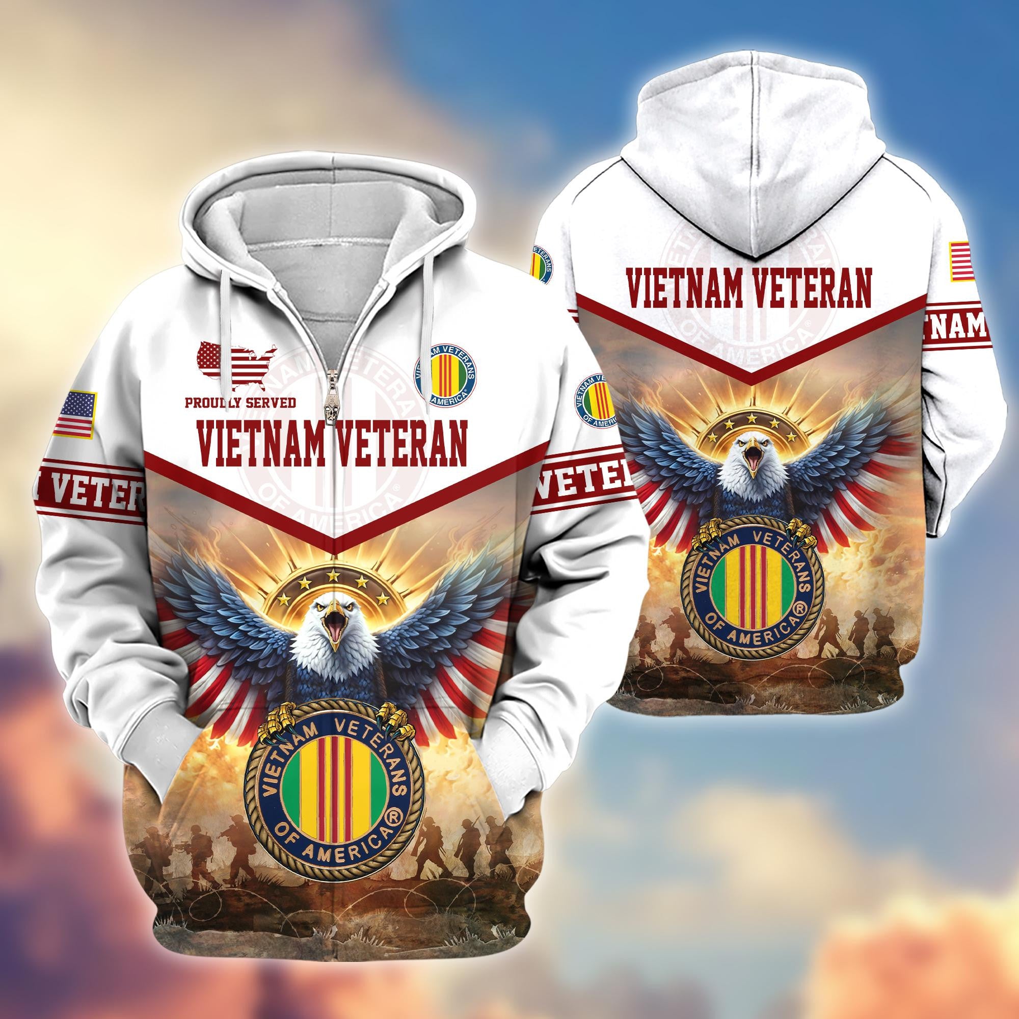 Premium Honoring All Who Served US Veterans Zip Hoodie BPVC300901, Gifts For US Veterans, Gifts For Veterans Day