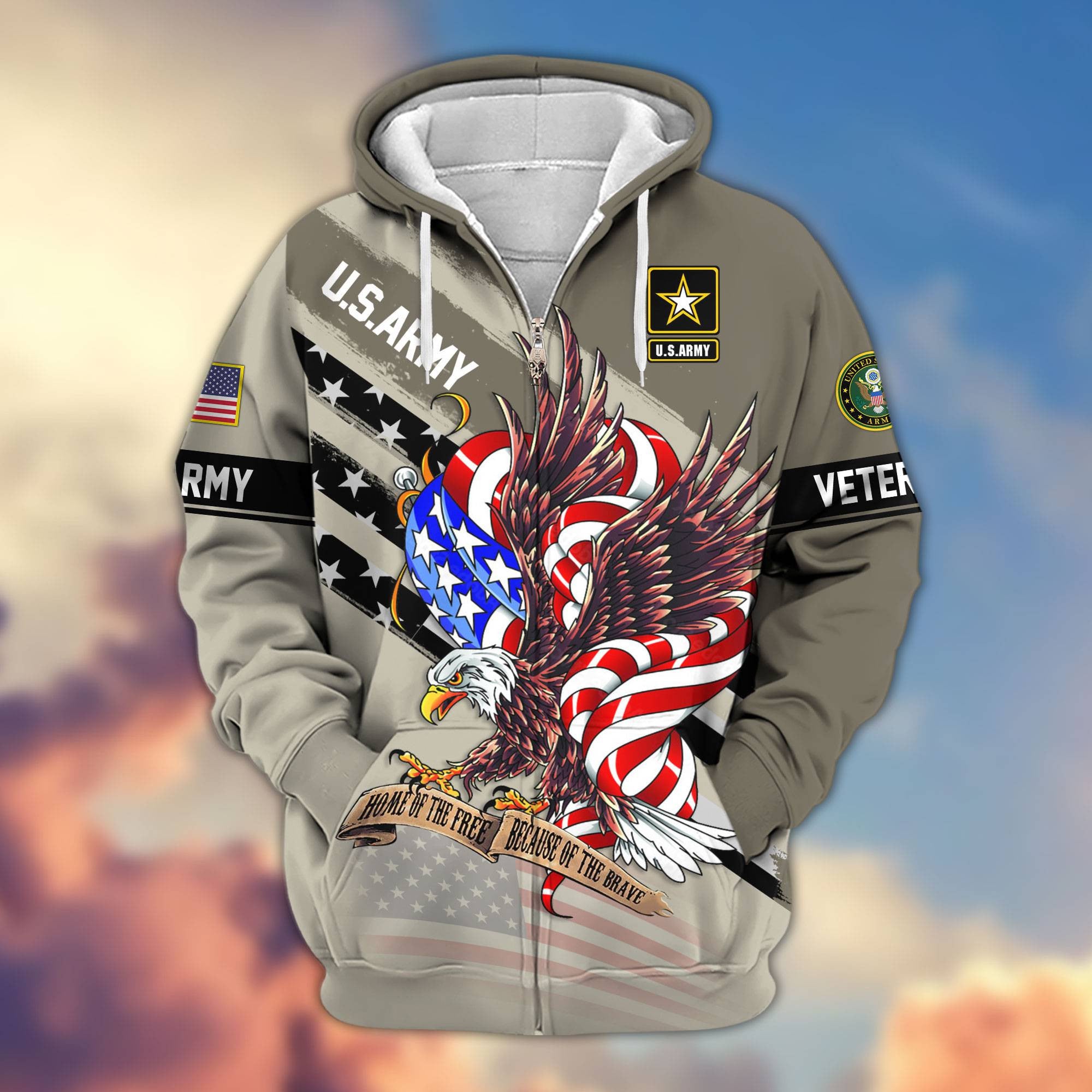 Premium US Veterans Zip Hoodie APHN300911, Gifts For US Veterans, Gifts For Veterans Day