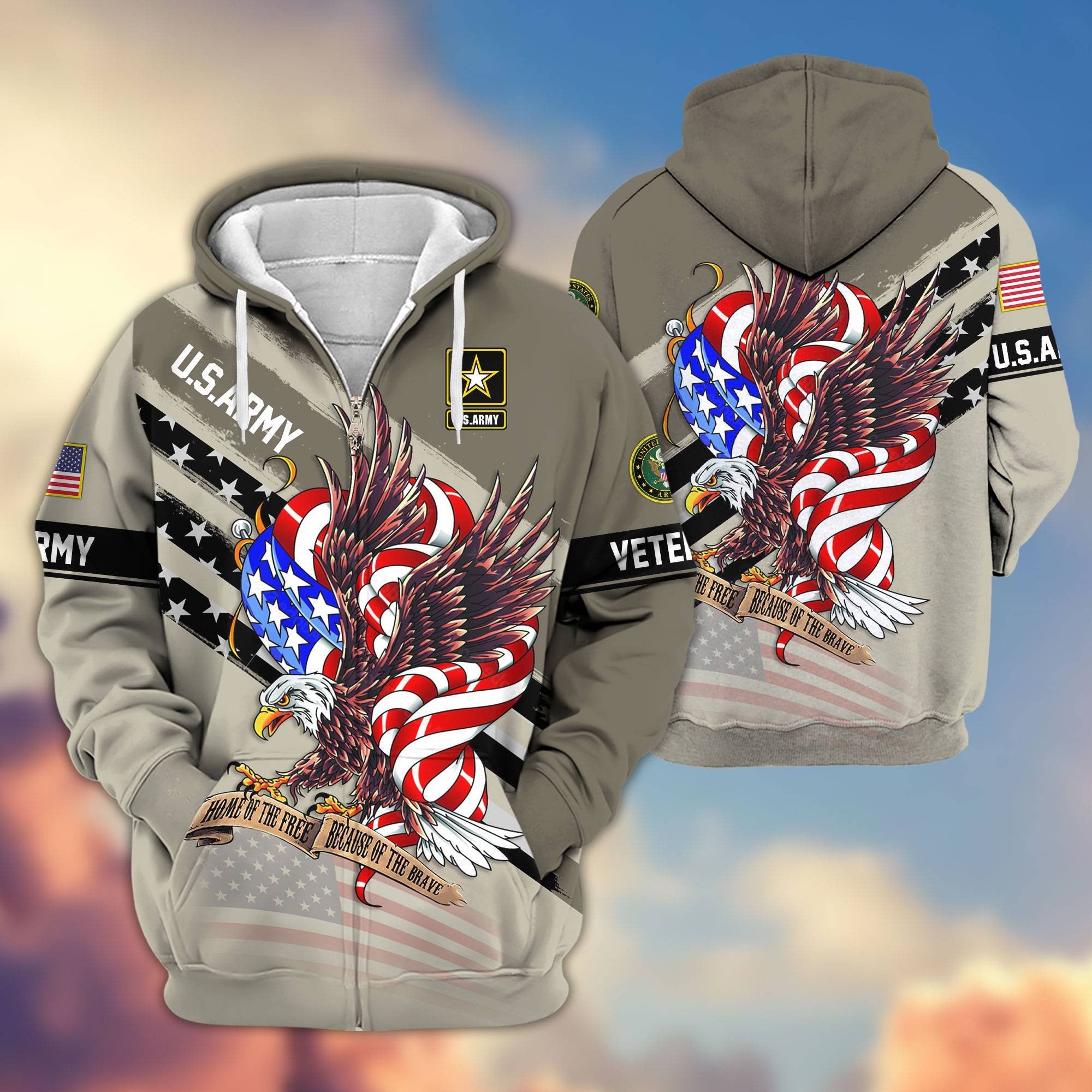 Premium US Veterans Zip Hoodie APHN300911, Gifts For US Veterans, Gifts For Veterans Day