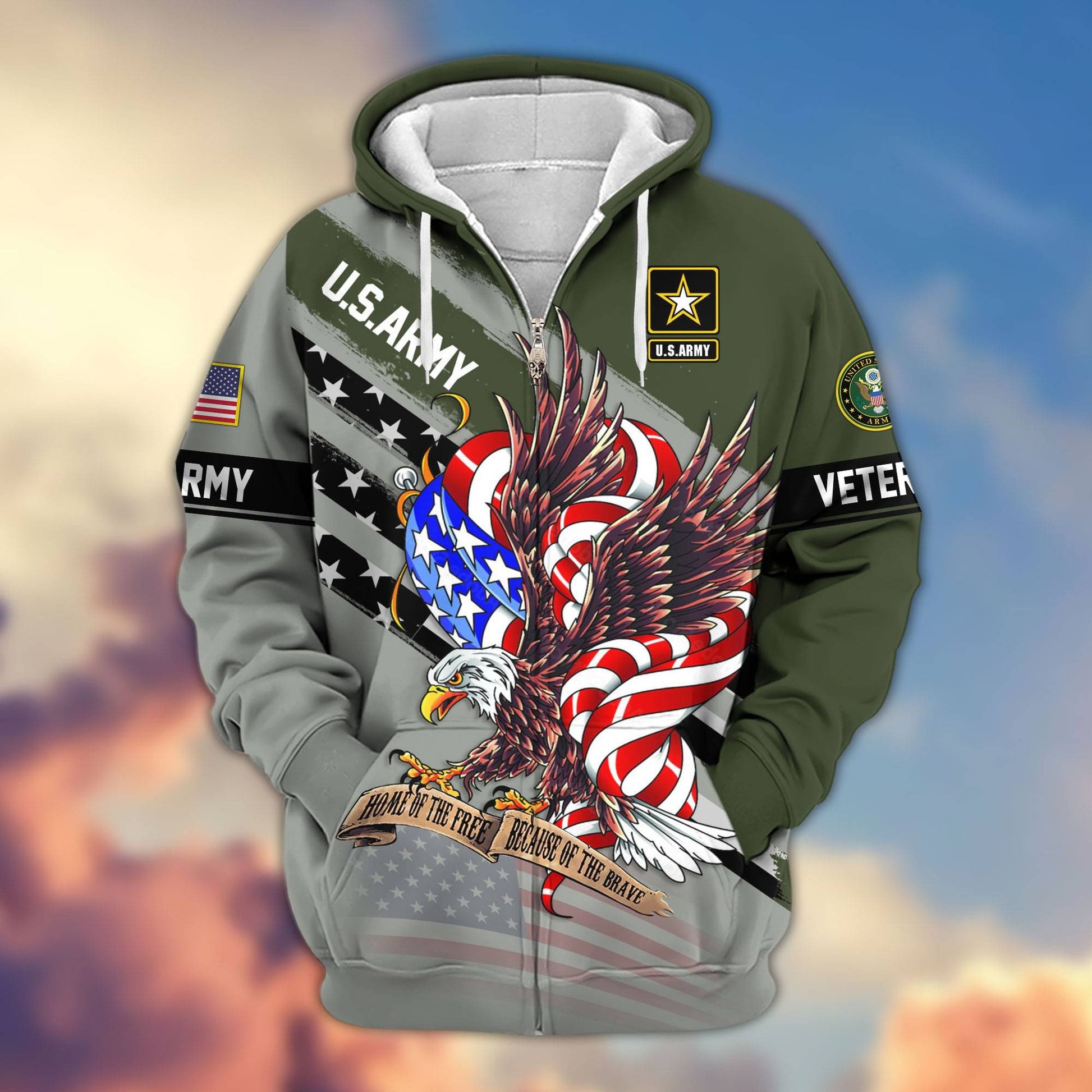 Premium US Veterans Zip Hoodie APHN300911, Gifts For US Veterans, Gifts For Veterans Day
