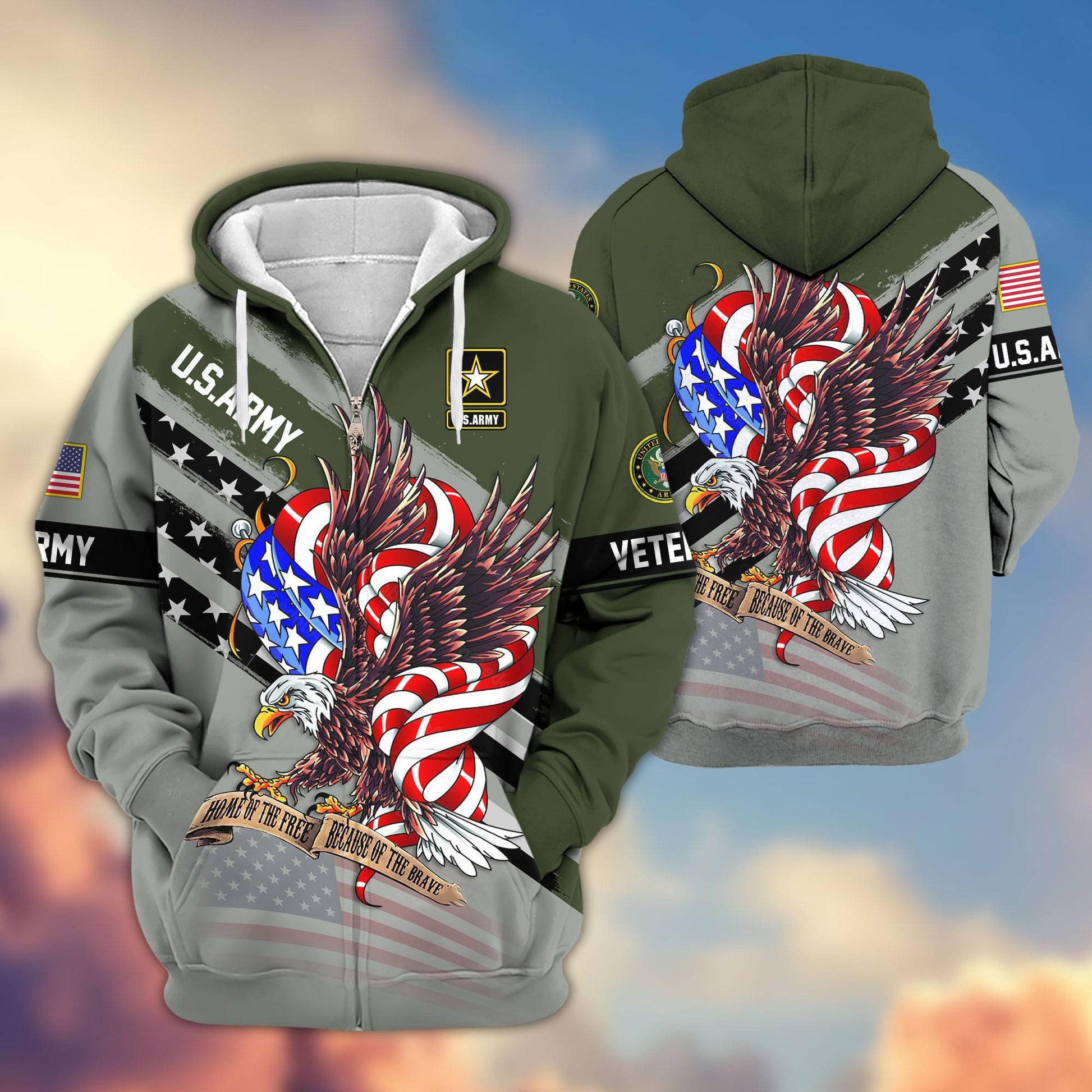 Premium US Veterans Zip Hoodie APHN300911, Gifts For US Veterans, Gifts For Veterans Day