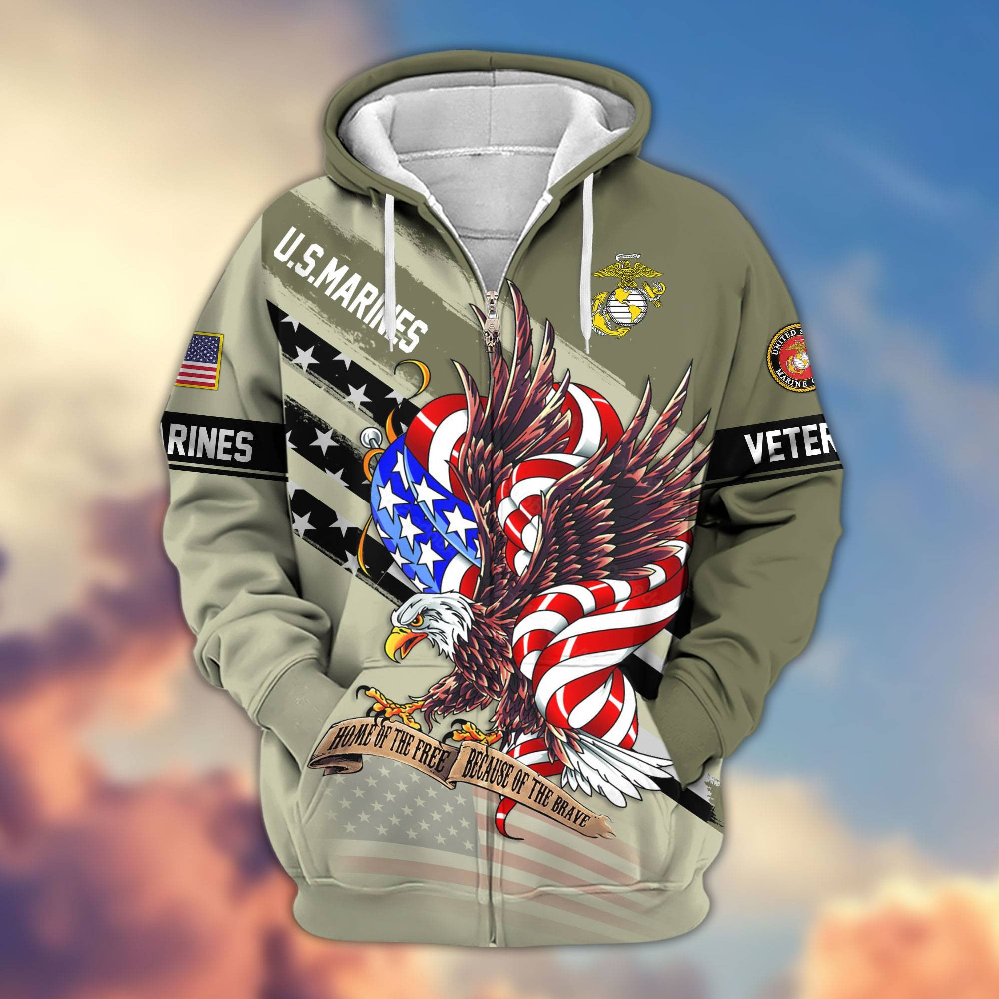 Premium US Veterans Zip Hoodie APHN300911, Gifts For US Veterans, Gifts For Veterans Day